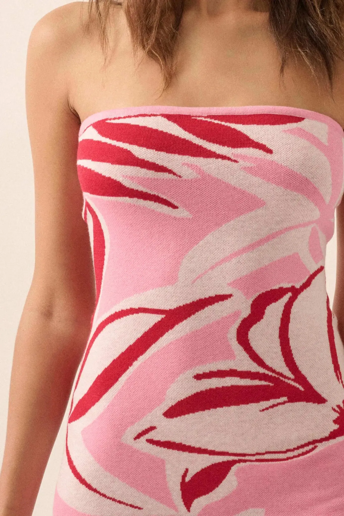 Tropical Chill Floral Strapless Maxi Sweater Dress sold by Promesa product image thumbnail 4