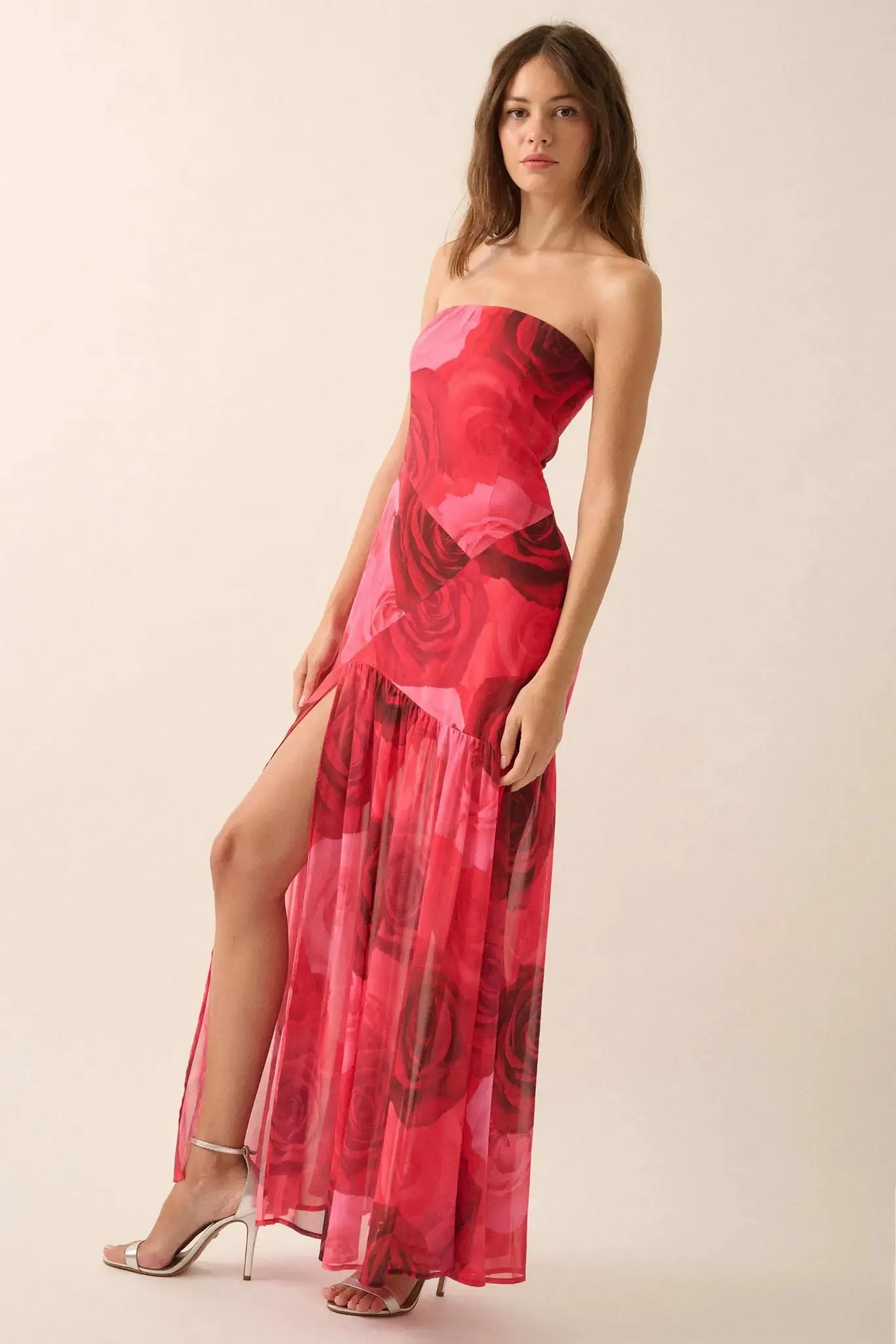 Roses Bloom Floral Strapless Drop-Waist Maxi Dress sold by Promesa product image thumbnail 3