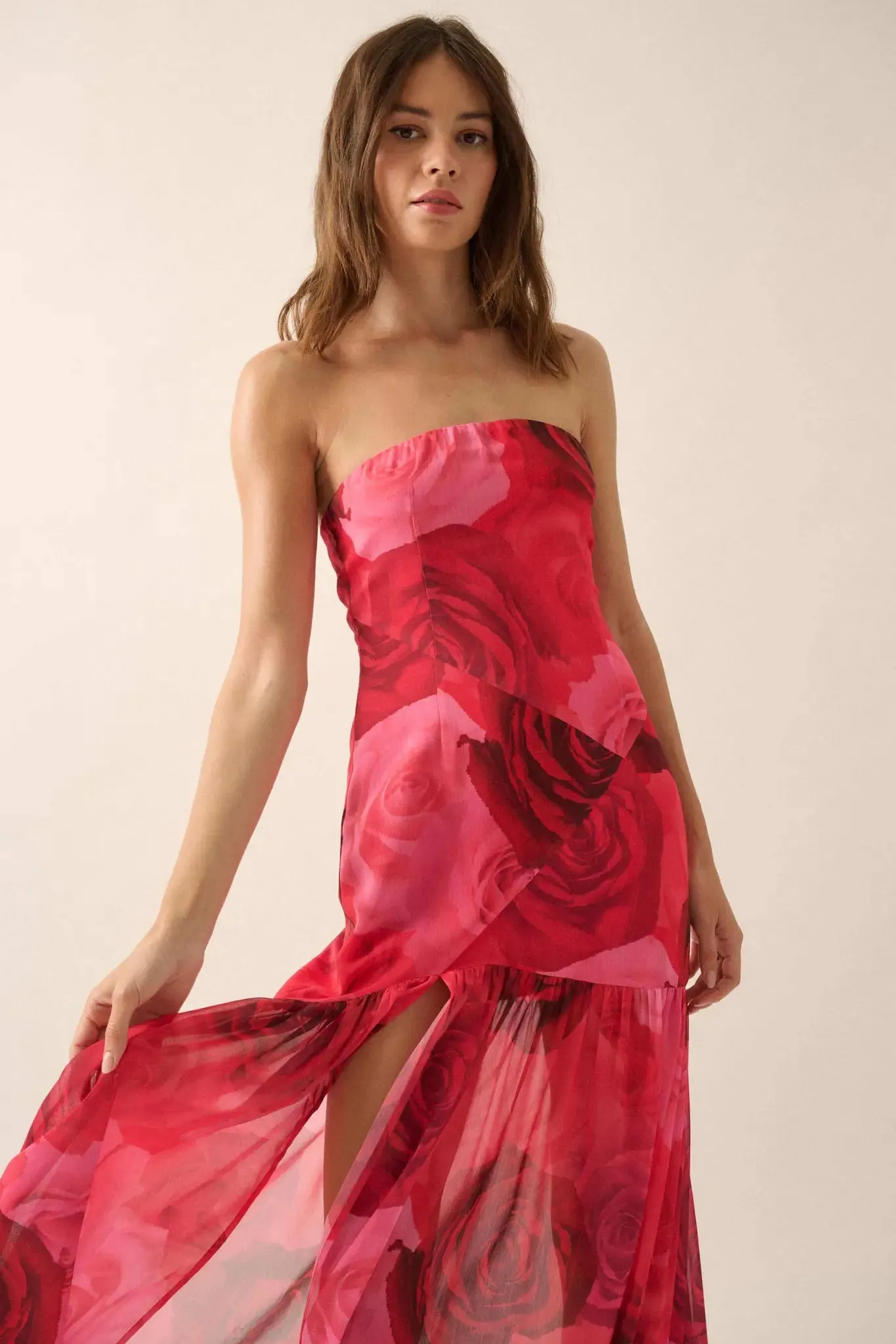 Roses Bloom Floral Strapless Drop-Waist Maxi Dress sold by Promesa product image thumbnail 2