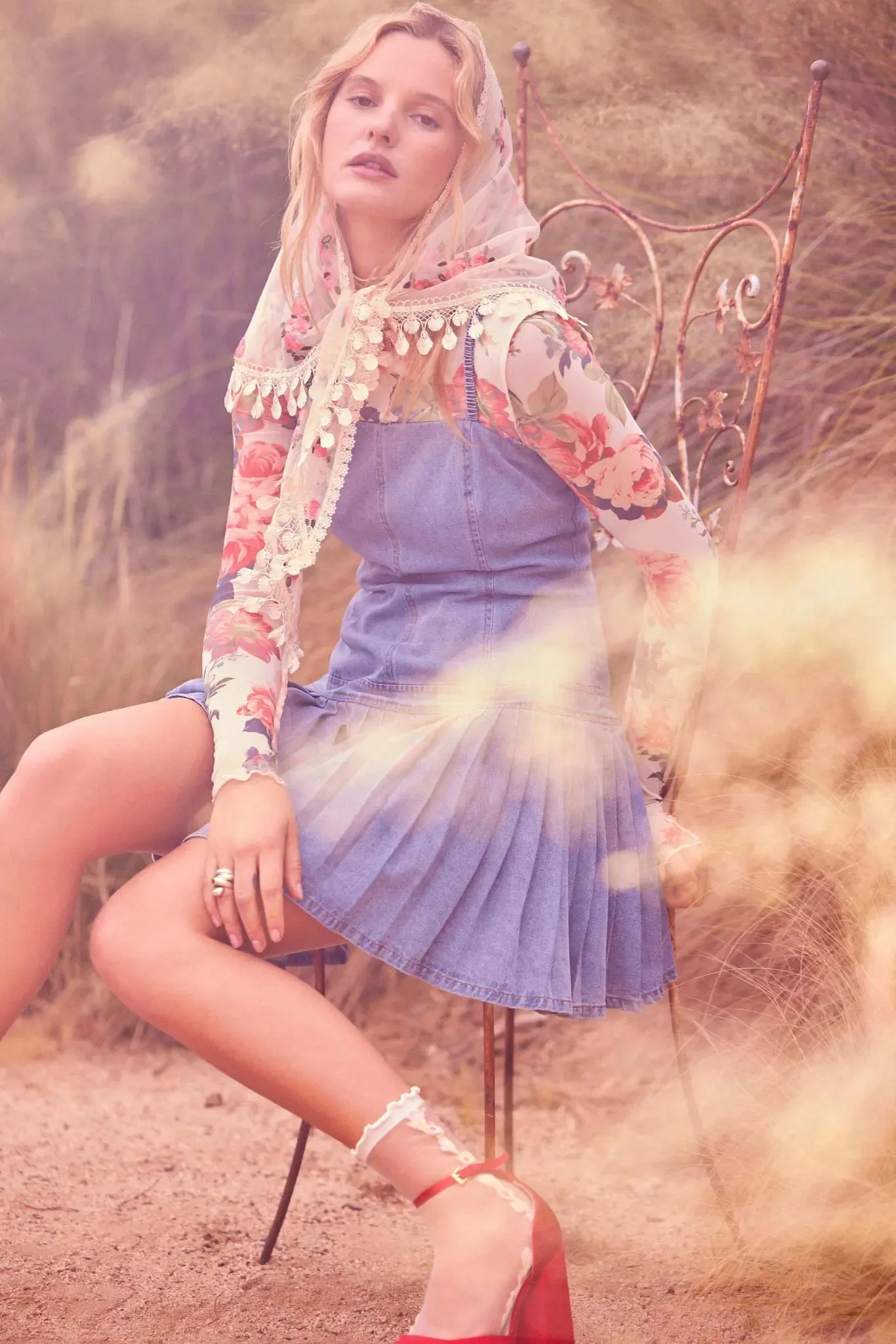 Blue Me Away Denim Drop-Waist Cami Mini Dress sold by Promesa product image thumbnail 2