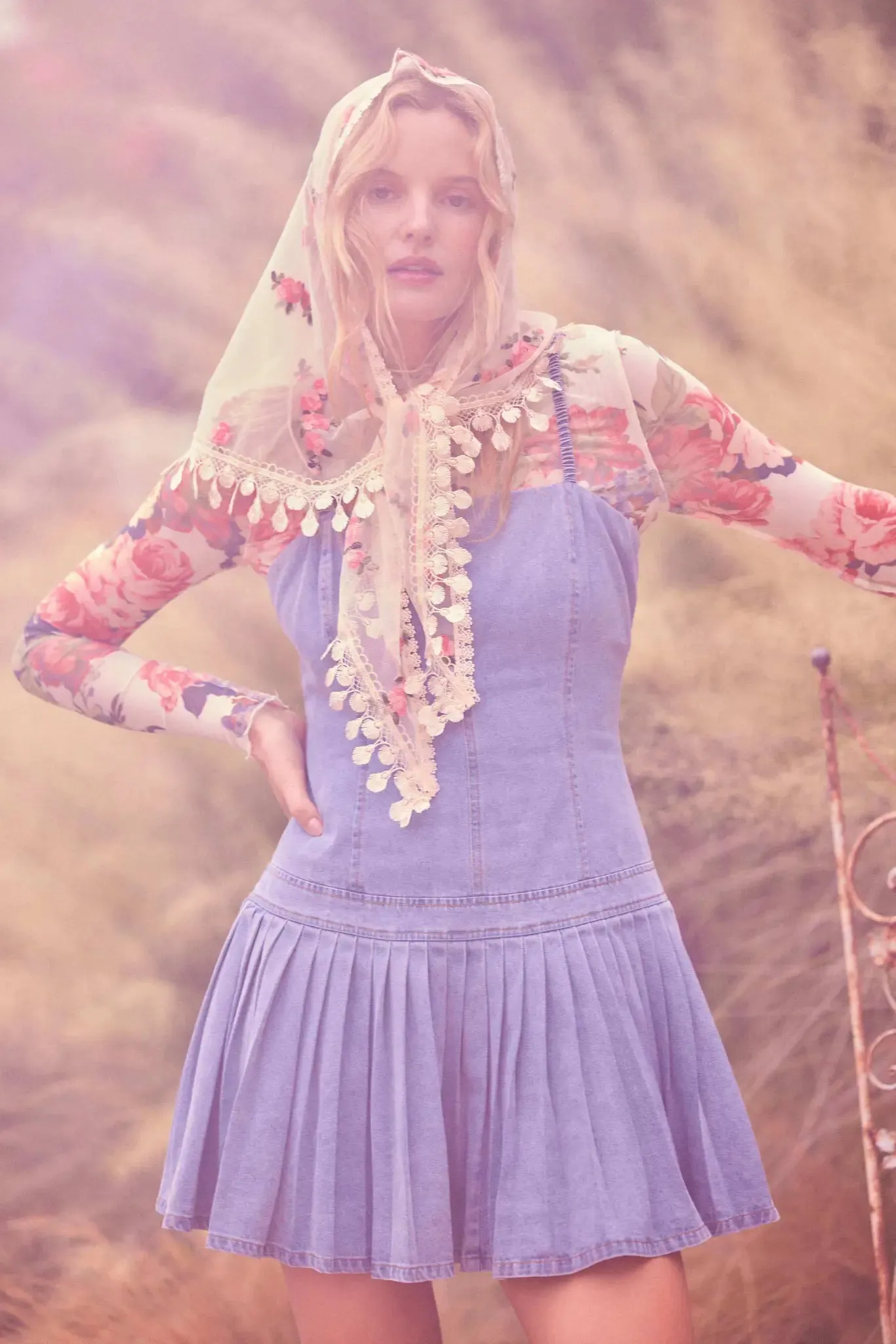 Blue Me Away Denim Drop-Waist Cami Mini Dress sold by Promesa product image thumbnail 3