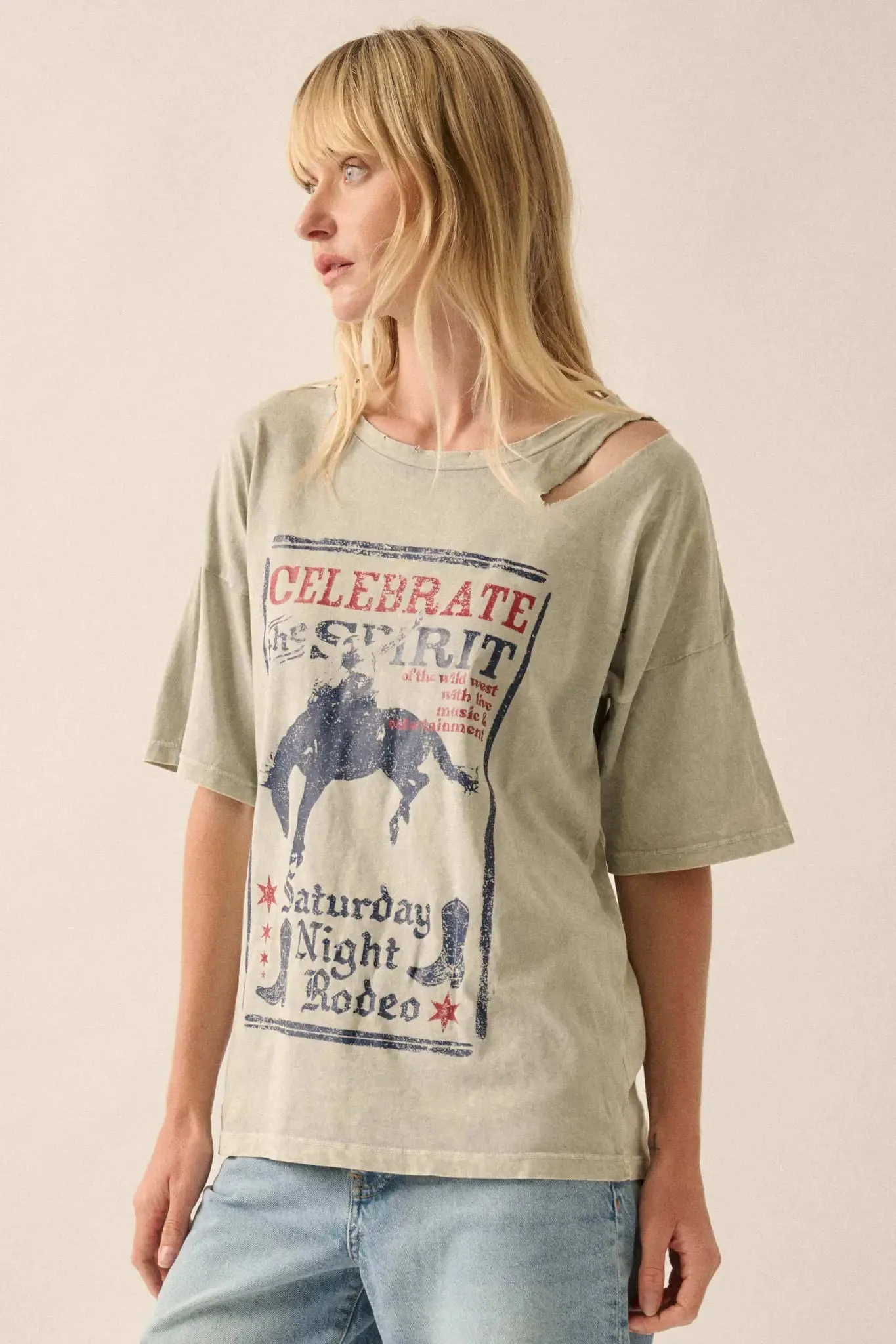 Celebrate the Spirit Slashed Western Graphic Tee sold by Promesa product image thumbnail 5