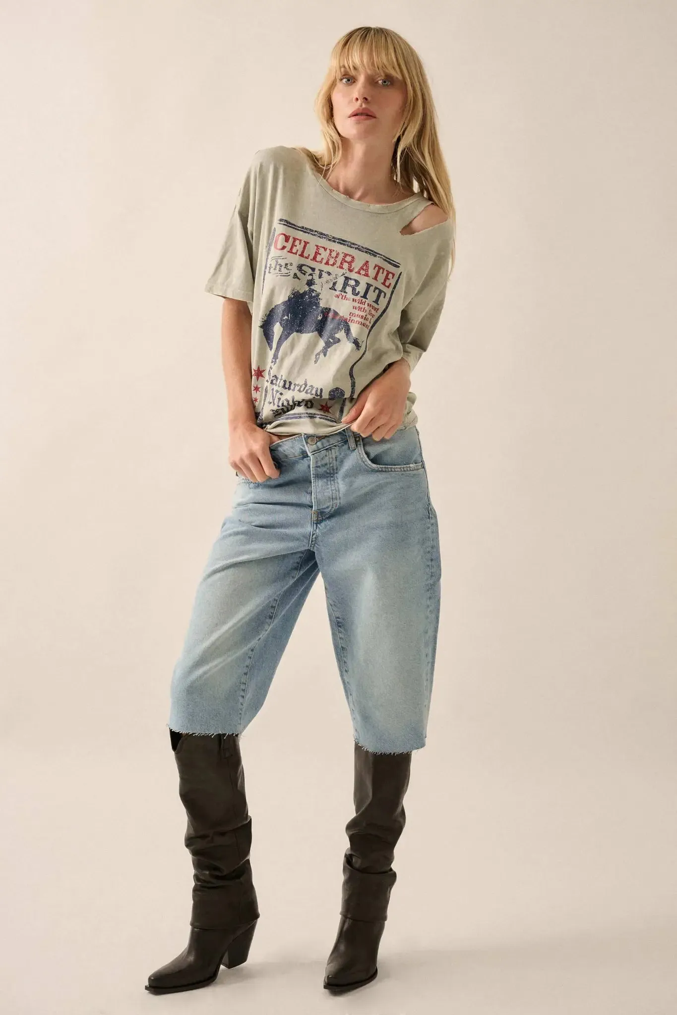 Celebrate the Spirit Slashed Western Graphic Tee sold by Promesa product image thumbnail 3