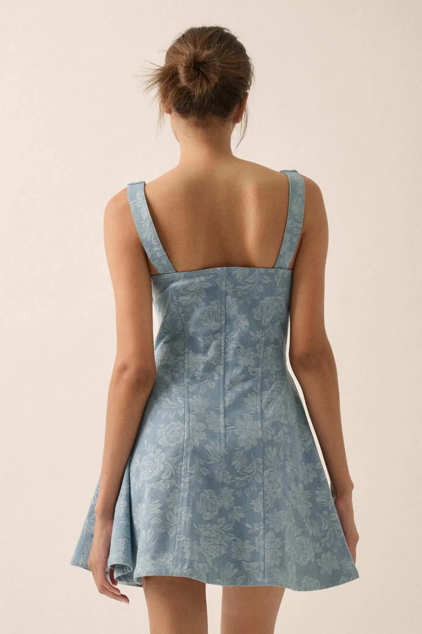 Blue Beauty Floral Jacquard Denim Mini Dress sold by Promesa product image thumbnail 2