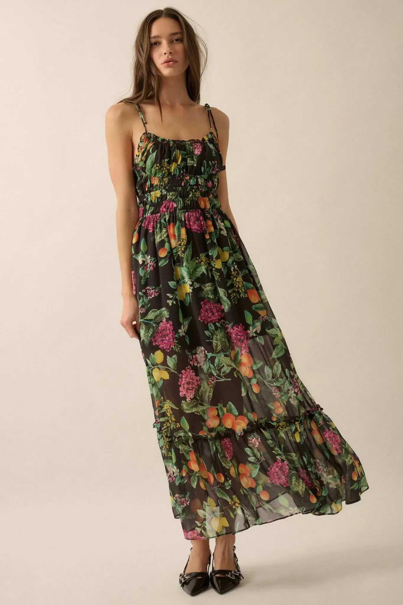 Luscious Life Fruit-Print Gathered Maxi Dress sold by Promesa product image thumbnail 4