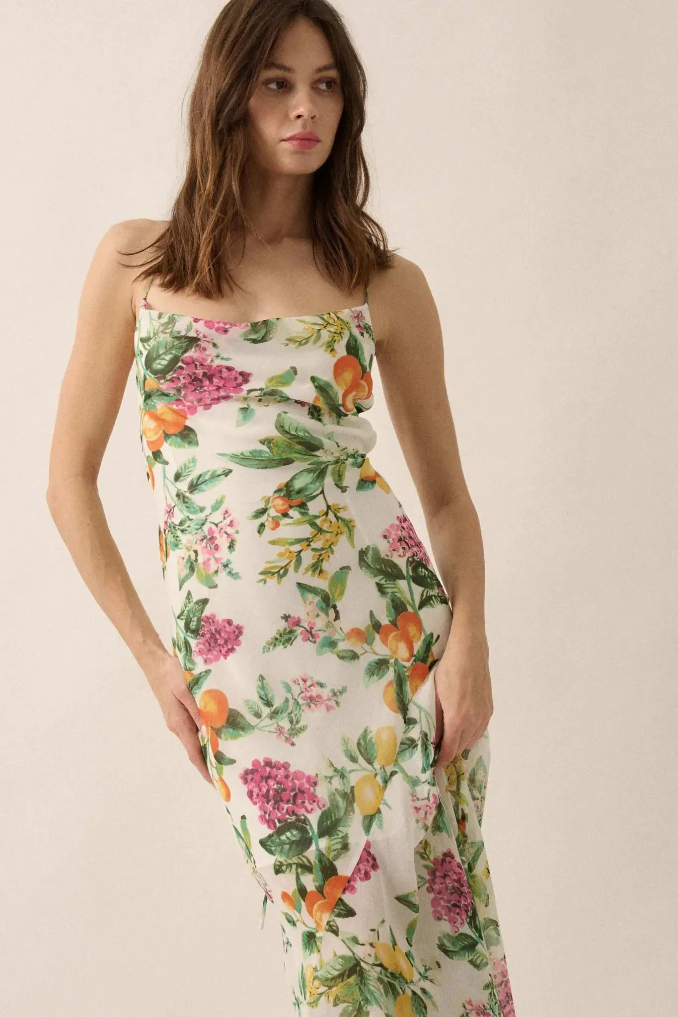 Sweet Succulence Fruit-Print Open-Back Maxi Dress sold by Promesa product image thumbnail 3