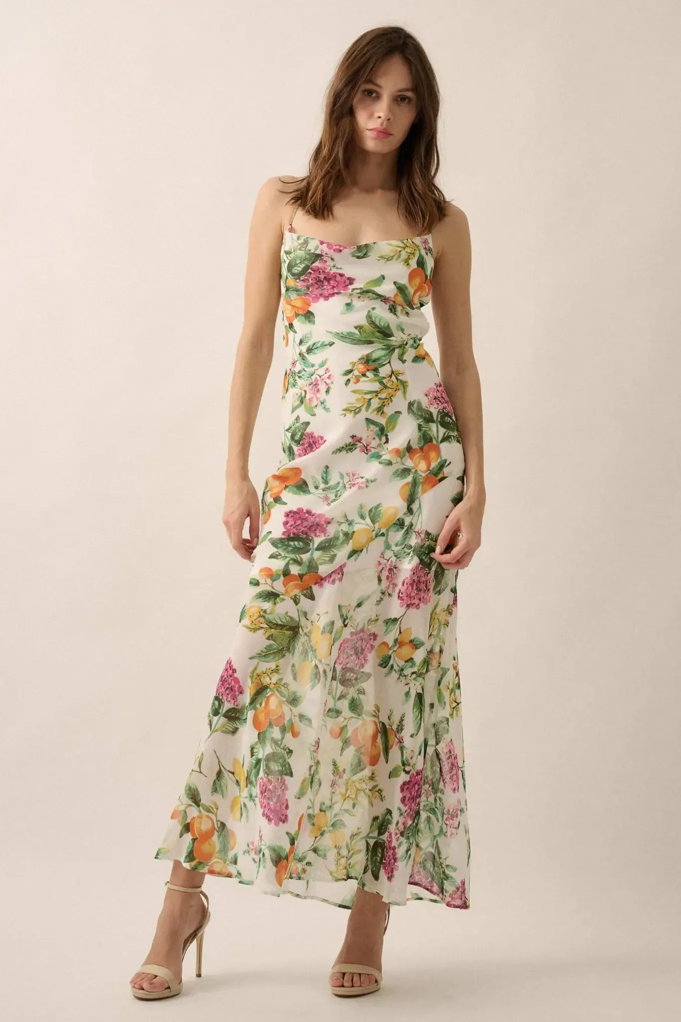 Sweet Succulence Fruit-Print Open-Back Maxi Dress sold by Promesa product image thumbnail 4