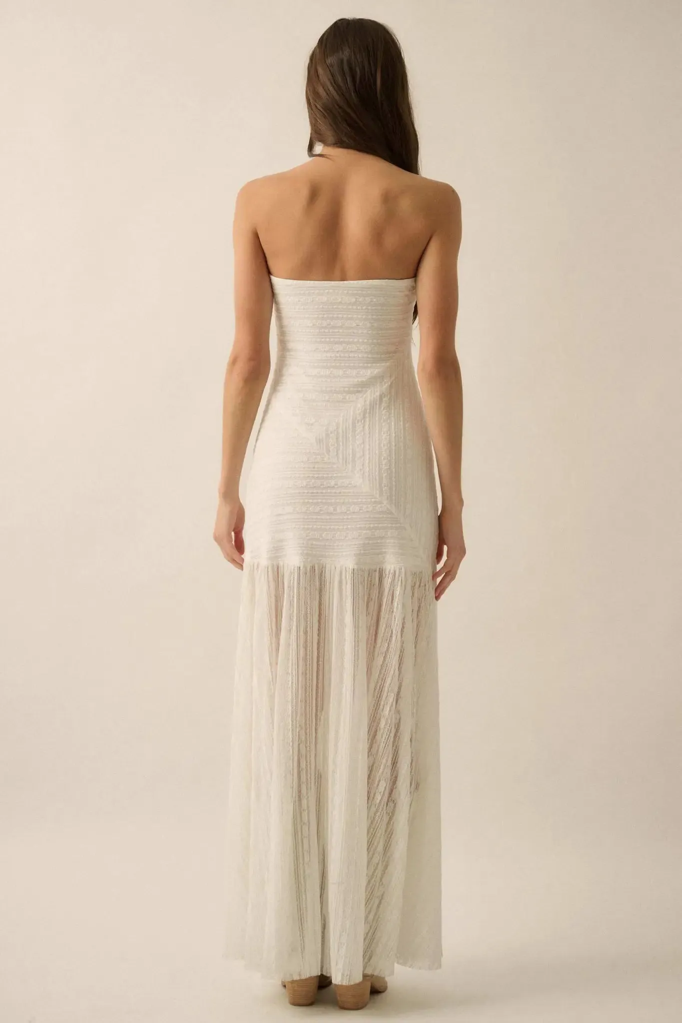Belle Nuit Striped Lace Strapless Maxi Dress sold by Promesa product image thumbnail 2