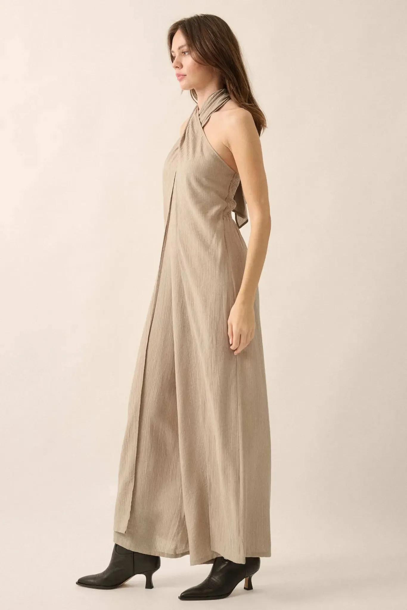Peaceful Days Tonal-Stripe Two-Way Tulip Jumpsuit sold by Promesa product image thumbnail 5