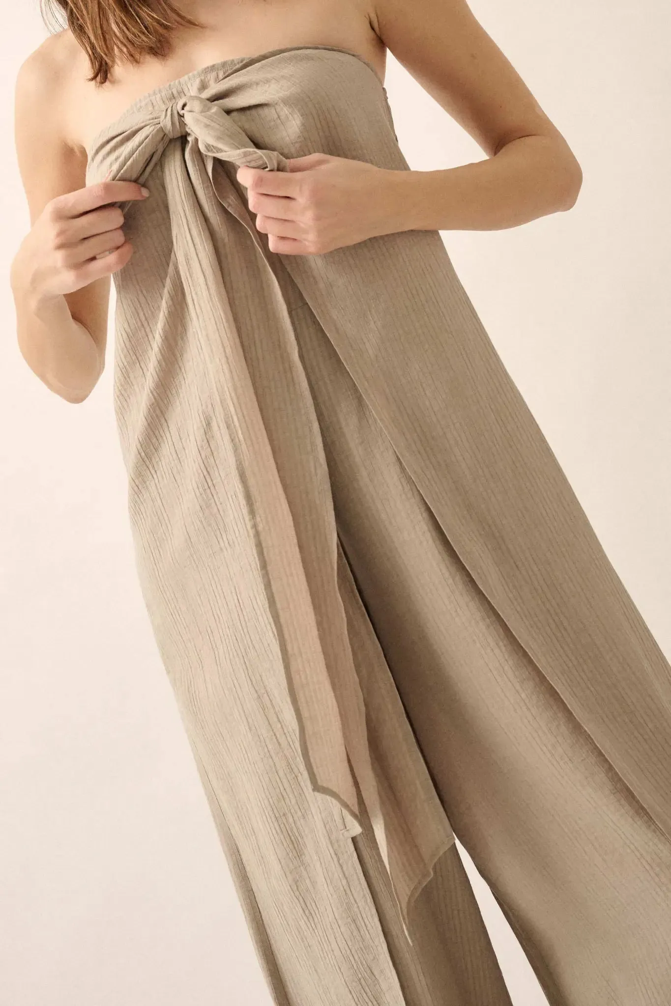 Peaceful Days Tonal-Stripe Two-Way Tulip Jumpsuit sold by Promesa product image thumbnail 4