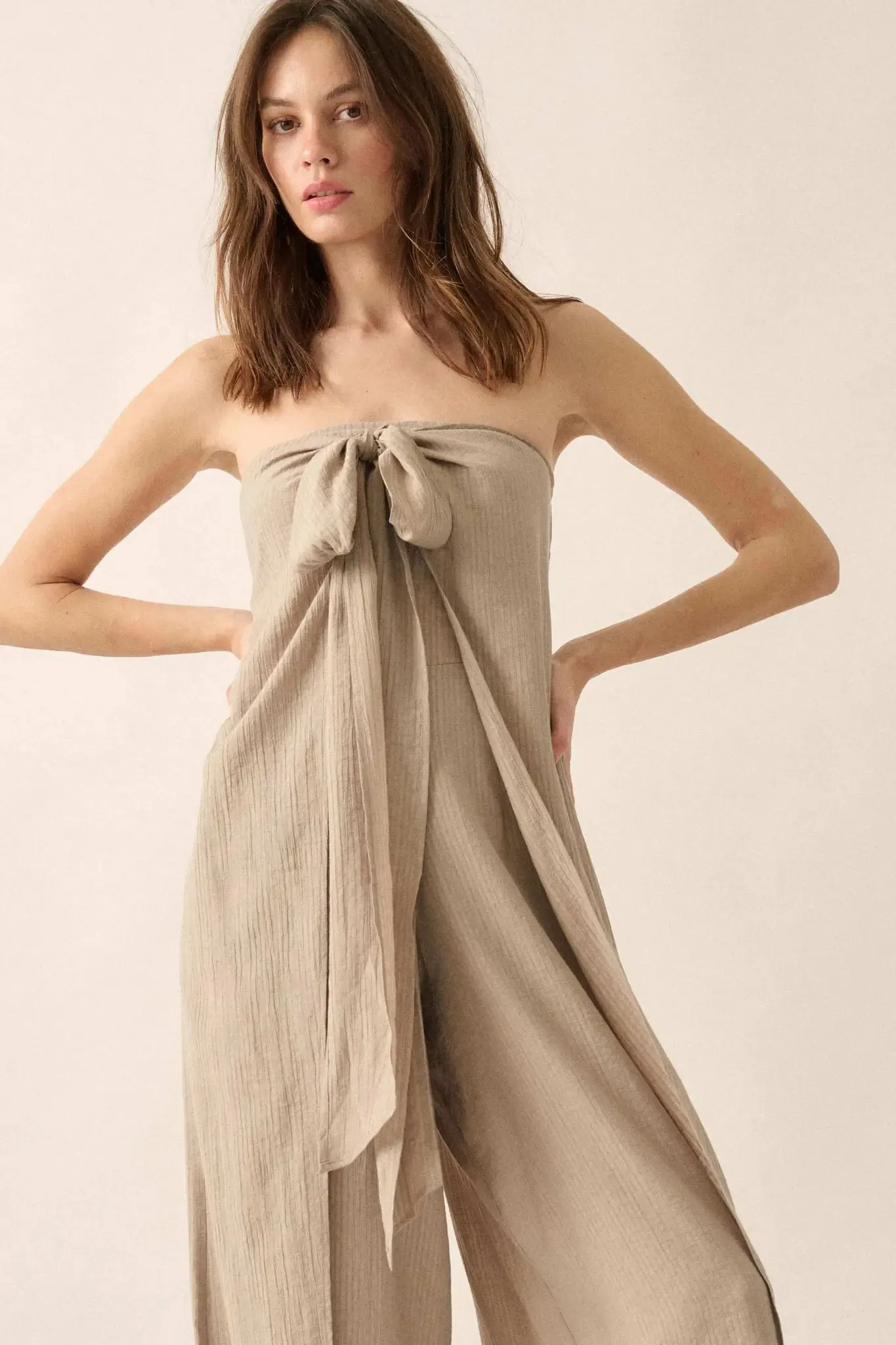 Peaceful Days Tonal-Stripe Two-Way Tulip Jumpsuit sold by Promesa product image thumbnail 2