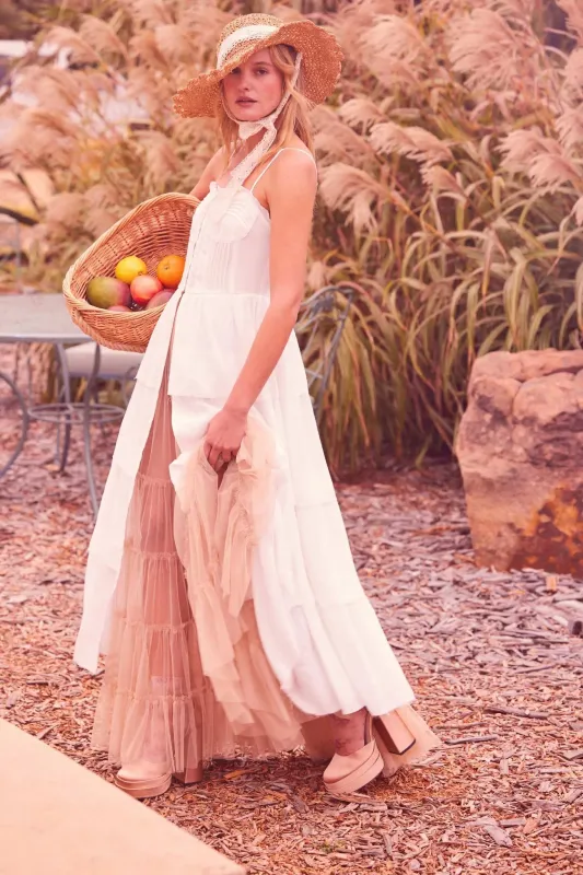 True Romance Pleated Tiered Ruffle Maxi Top made by Promesa