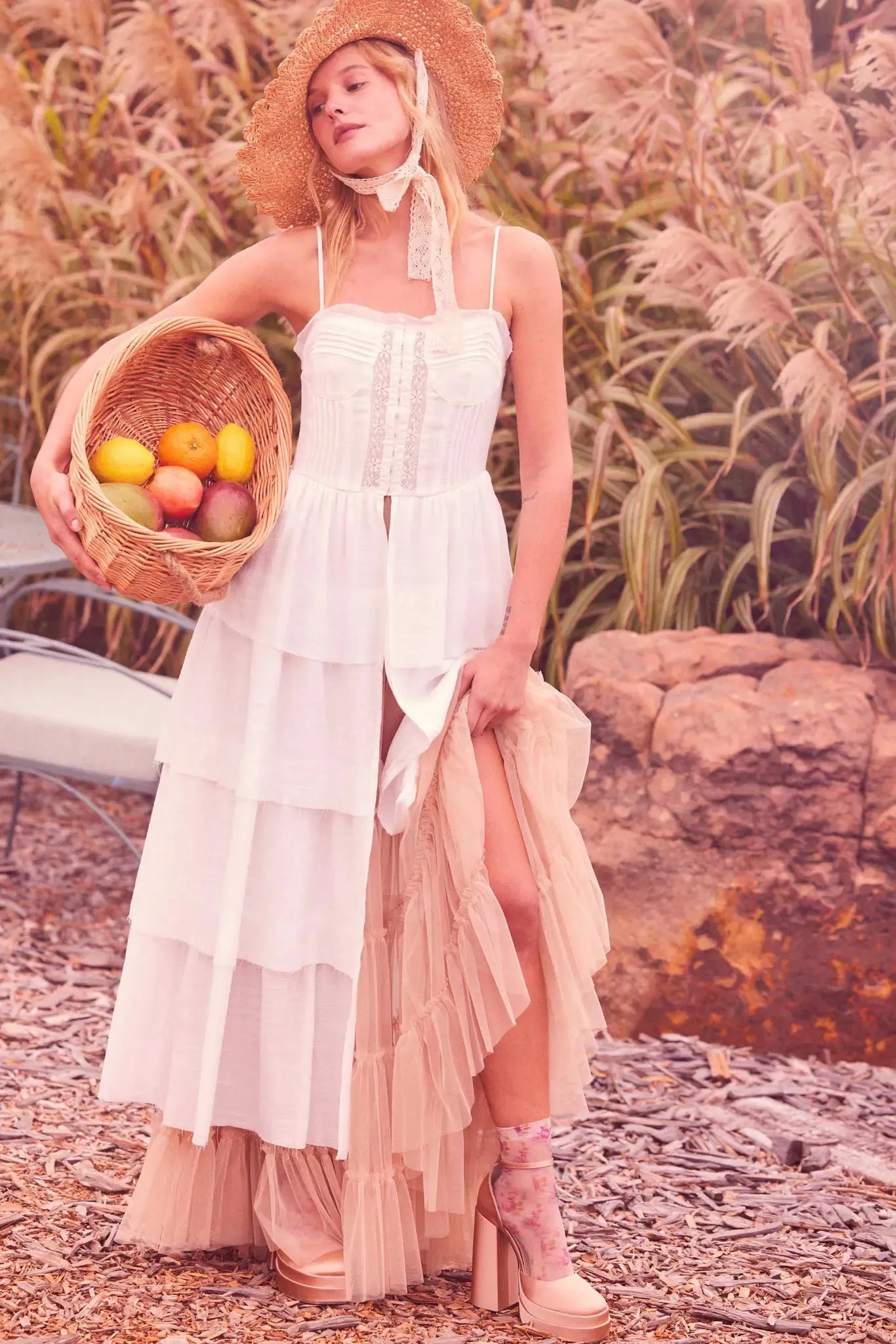 True Romance Pleated Tiered Ruffle Maxi Top sold by Promesa product image thumbnail 3