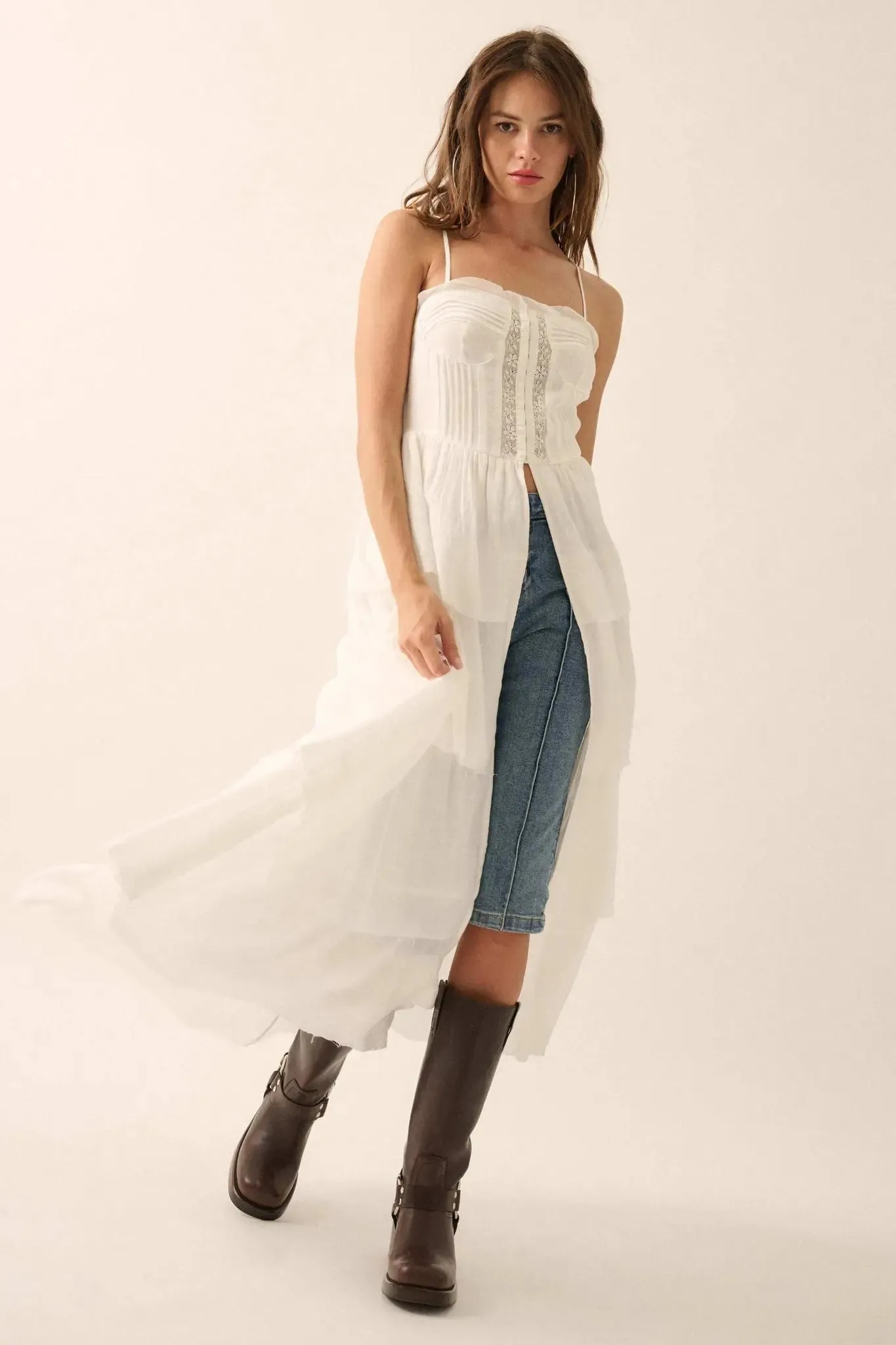 True Romance Pleated Tiered Ruffle Maxi Top sold by Promesa product image thumbnail 4