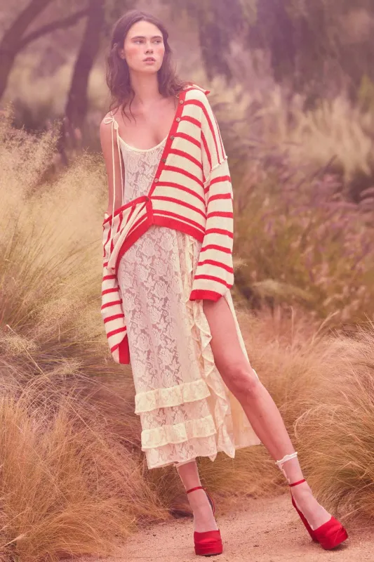 Dream of You Sheer Ruffled Floral Lace Midi Dress sold by Promesa