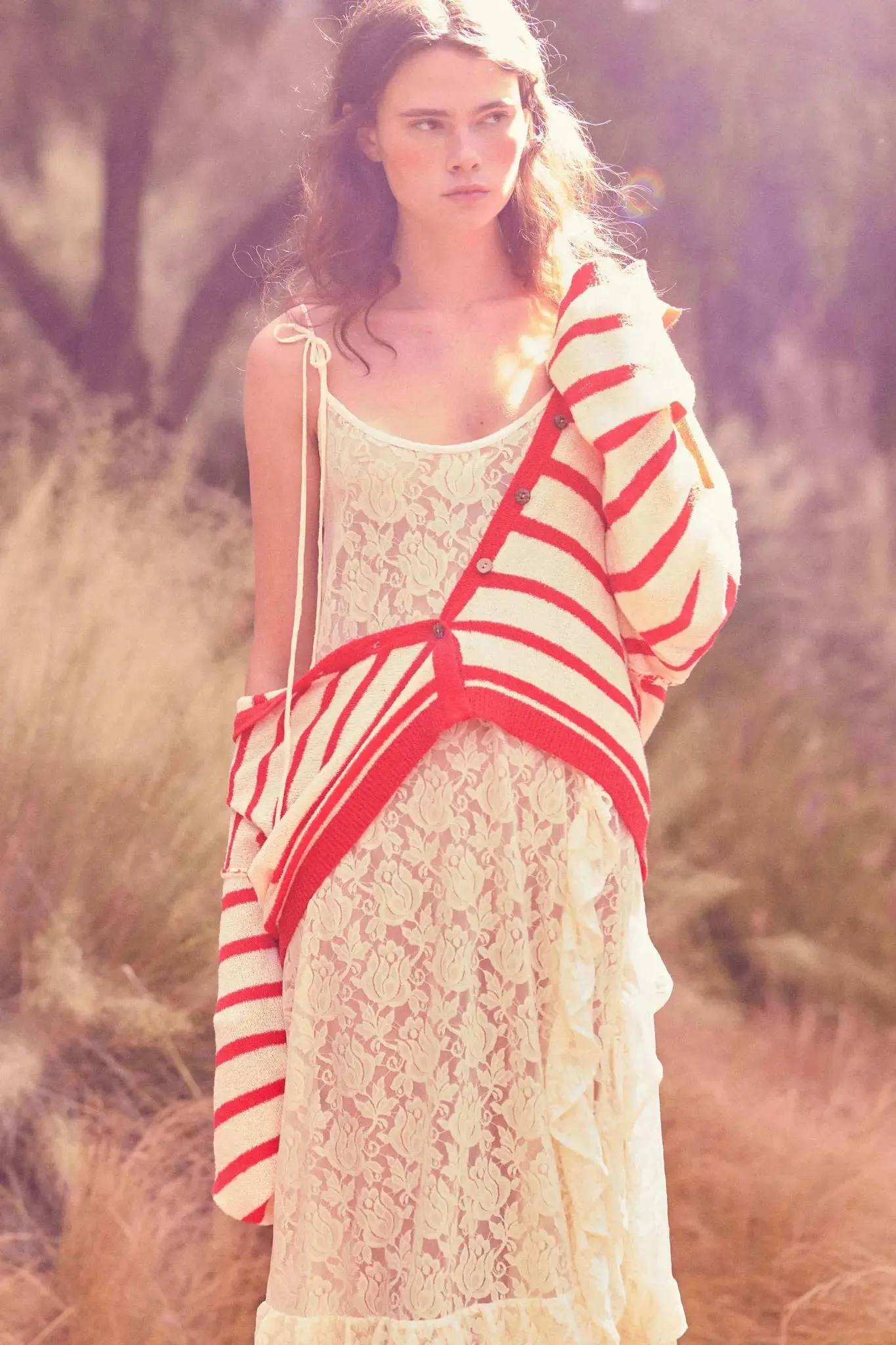 Dream of You Sheer Ruffled Floral Lace Midi Dress sold by Promesa product image thumbnail 2