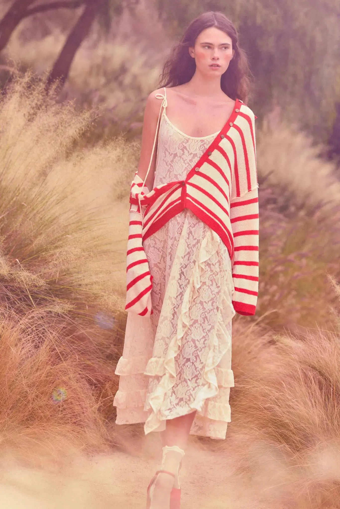 Dream of You Sheer Ruffled Floral Lace Midi Dress sold by Promesa product image thumbnail 3