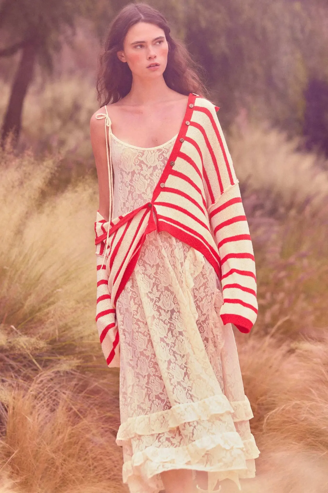 Between the Lines Striped Knit Collared Cardigan sold by Promesa product image thumbnail 2