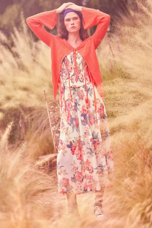 Blooming Valley Floral Mesh Smocked Maxi Dress sold by Promesa