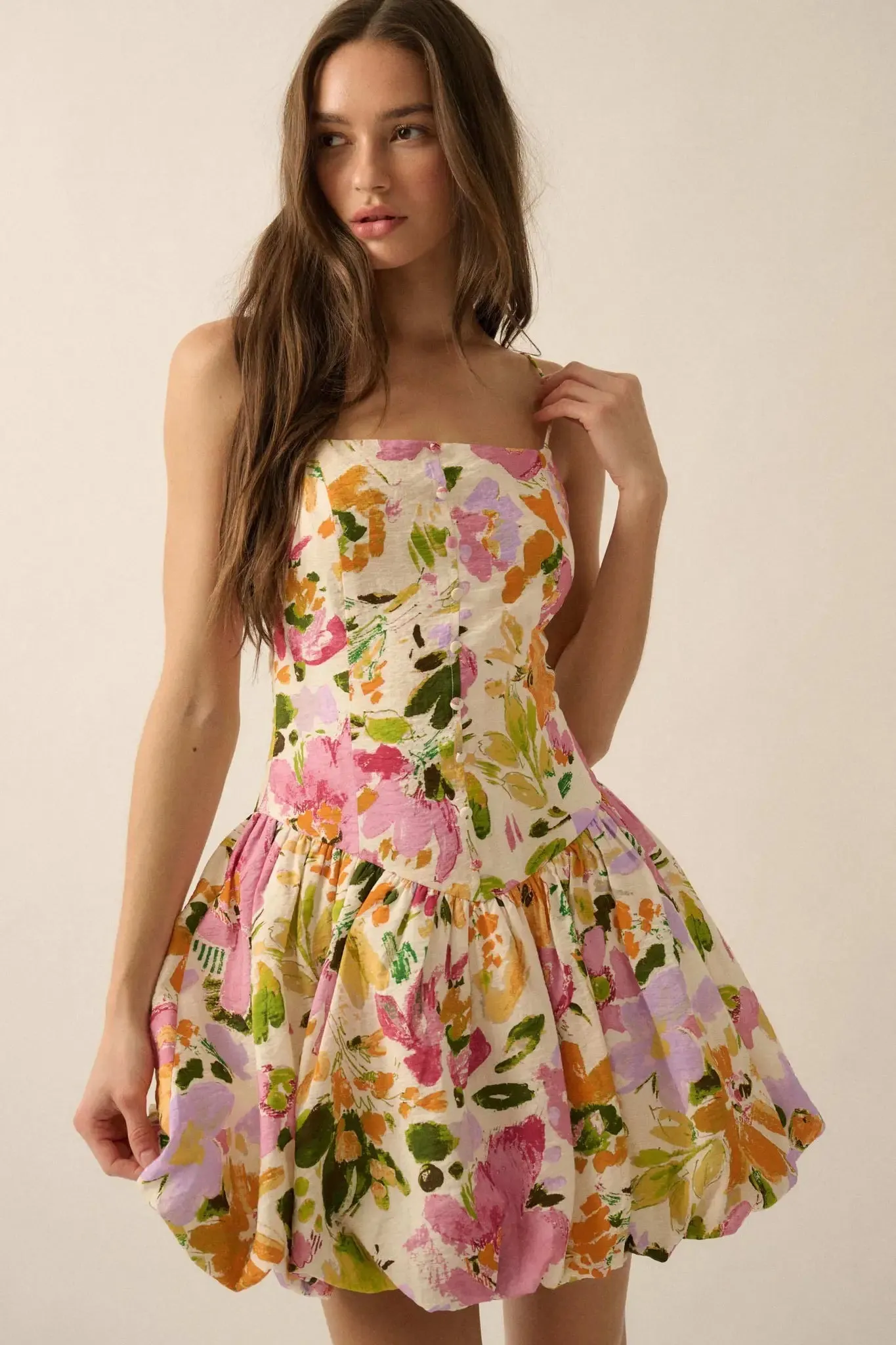 Delicate Dawn Floral Drop-Waist Bubble Mini Dress sold by Promesa product image thumbnail 4