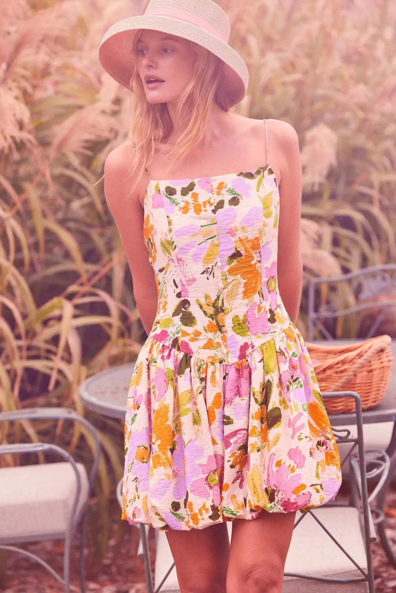 Delicate Dawn Floral Drop-Waist Bubble Mini Dress sold by Promesa product image thumbnail 3