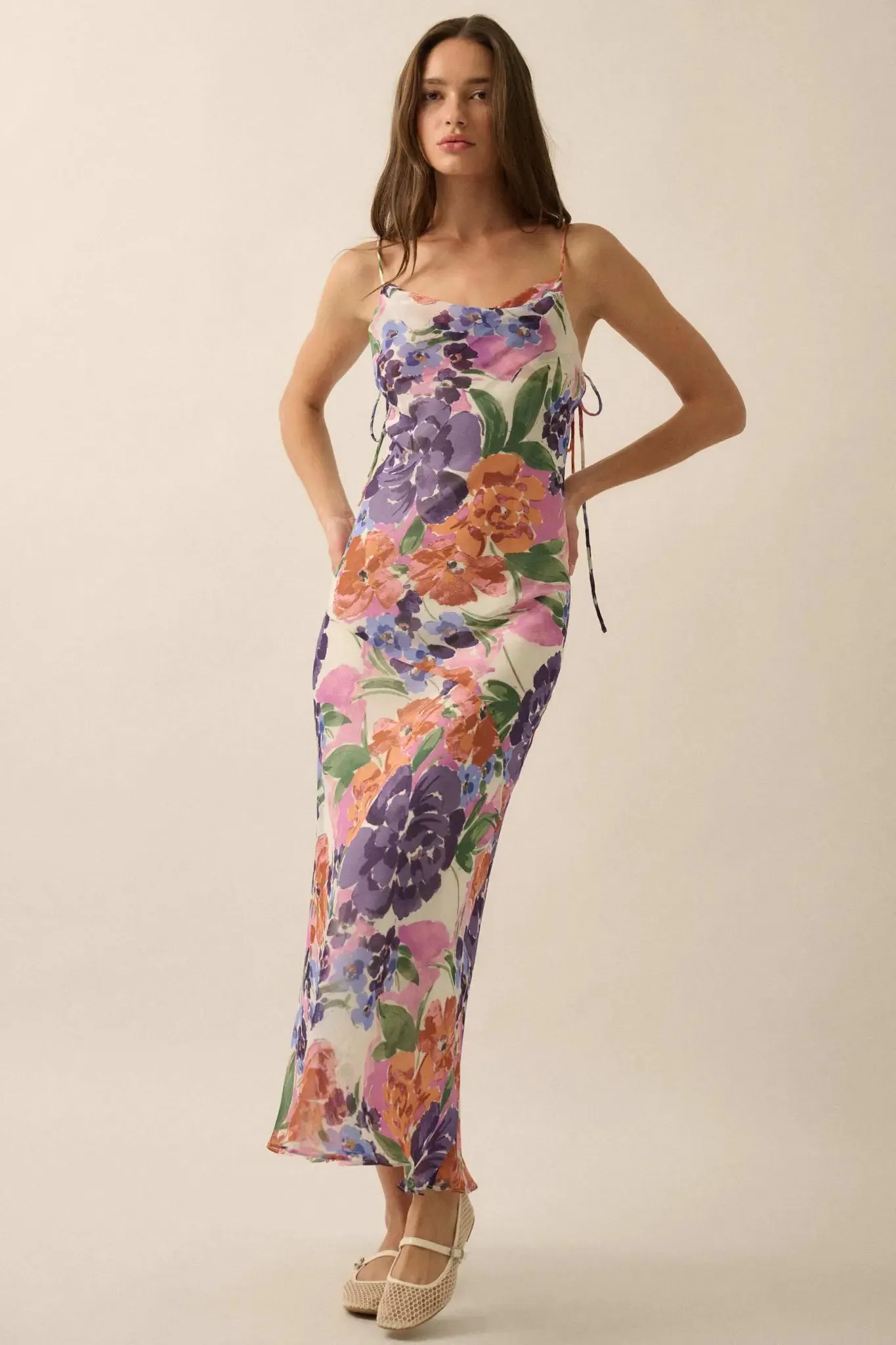 Living Lush Floral Chiffon Cowl-Neck Maxi Dress sold by Promesa product image thumbnail 4