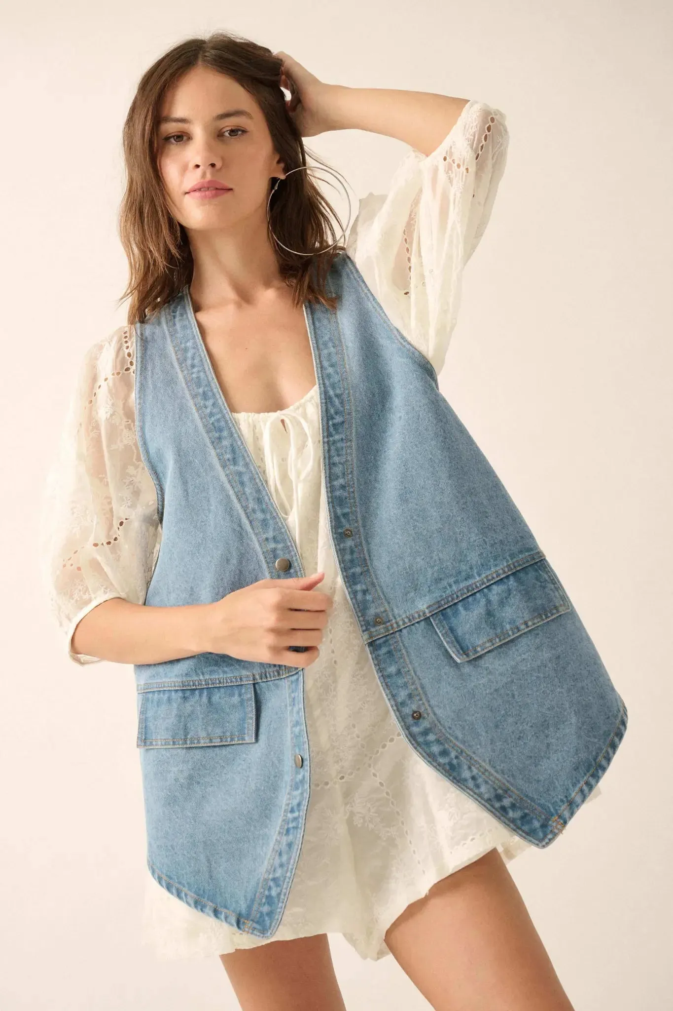 Days Go By Denim Snap-Front Vest sold by Promesa product image thumbnail 4