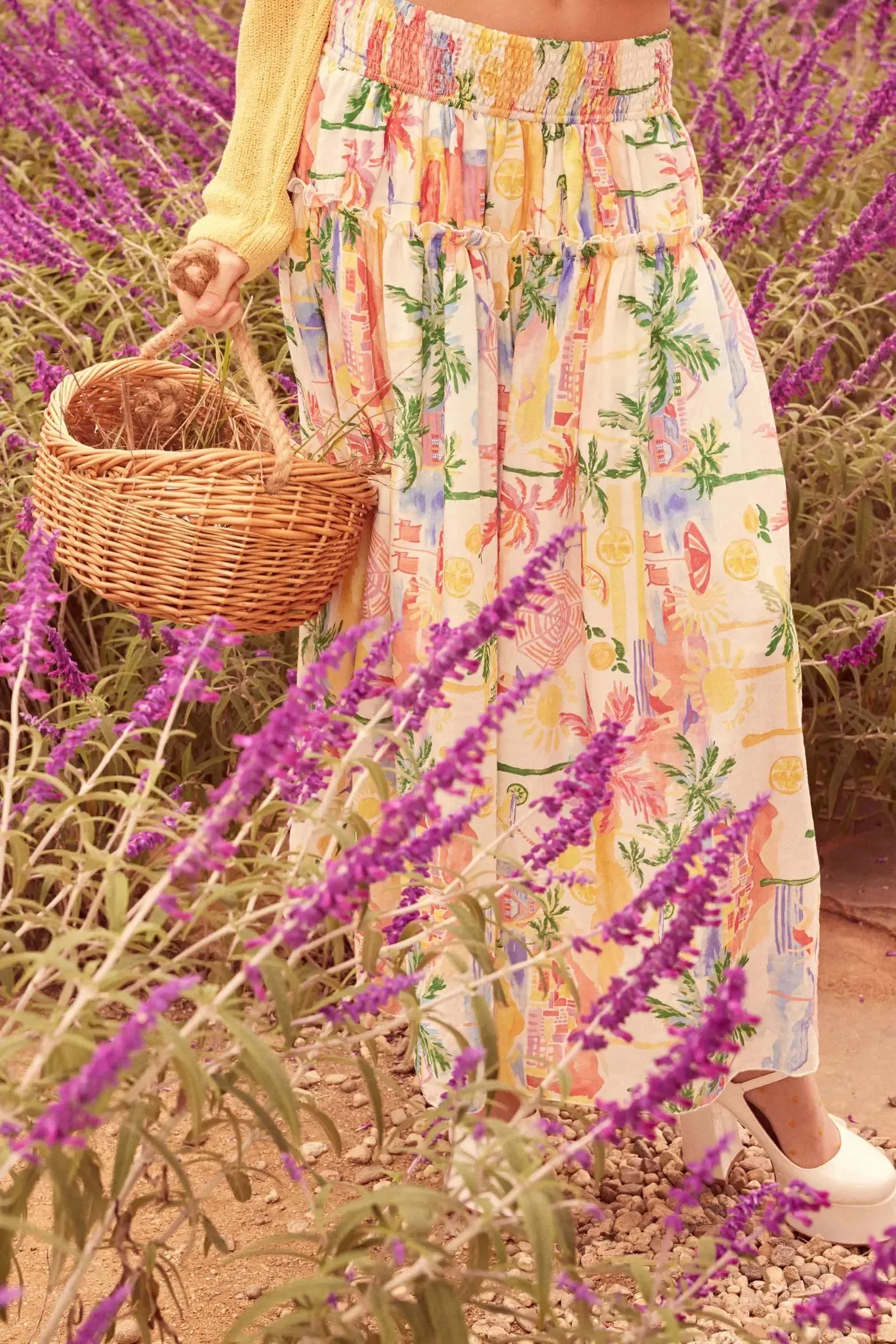 Paradise Found Tropical-Print Smocked Maxi Skirt sold by Promesa product image thumbnail 2