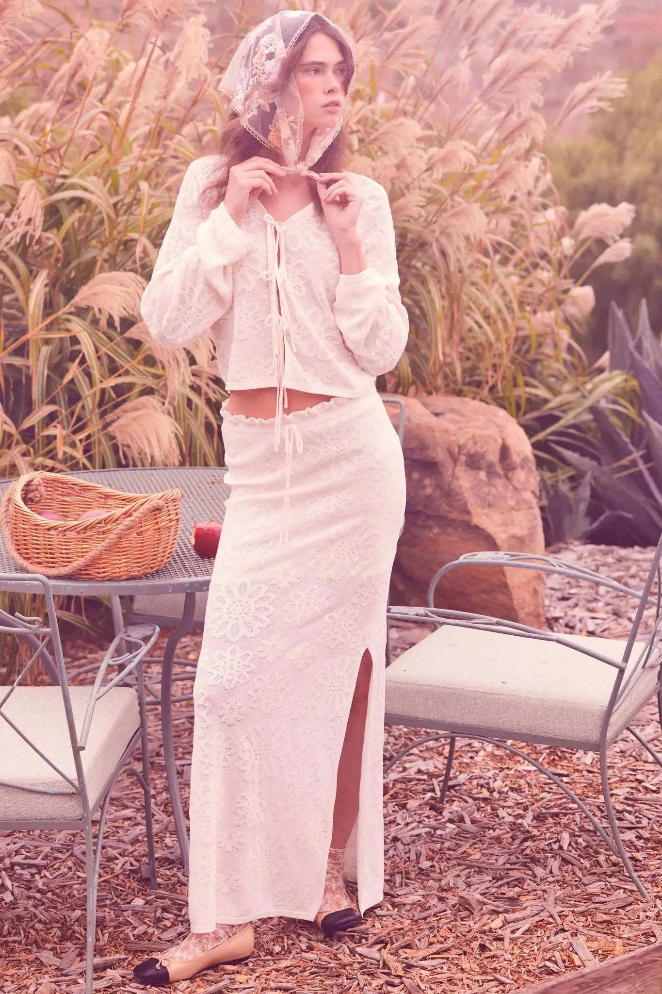 Flowers Forever Floral Jacquard Knit Maxi Skirt sold by Promesa product image thumbnail 3