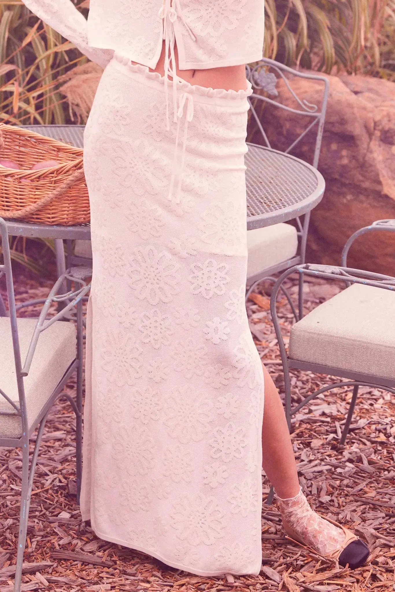 Flowers Forever Floral Jacquard Knit Maxi Skirt sold by Promesa product image thumbnail 2