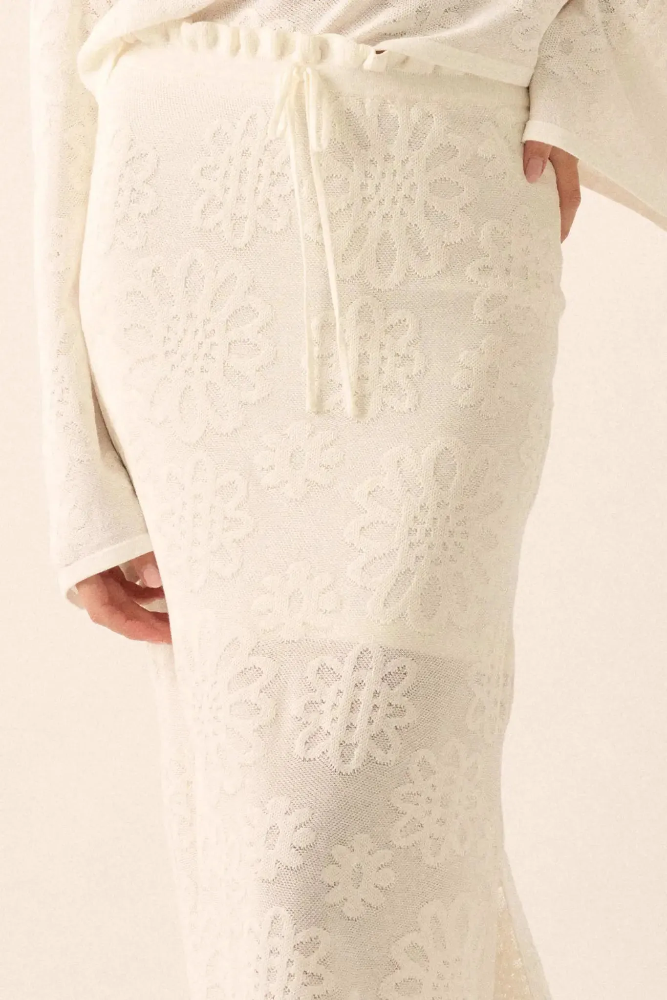 Flowers Forever Floral Jacquard Knit Maxi Skirt sold by Promesa product image thumbnail 5