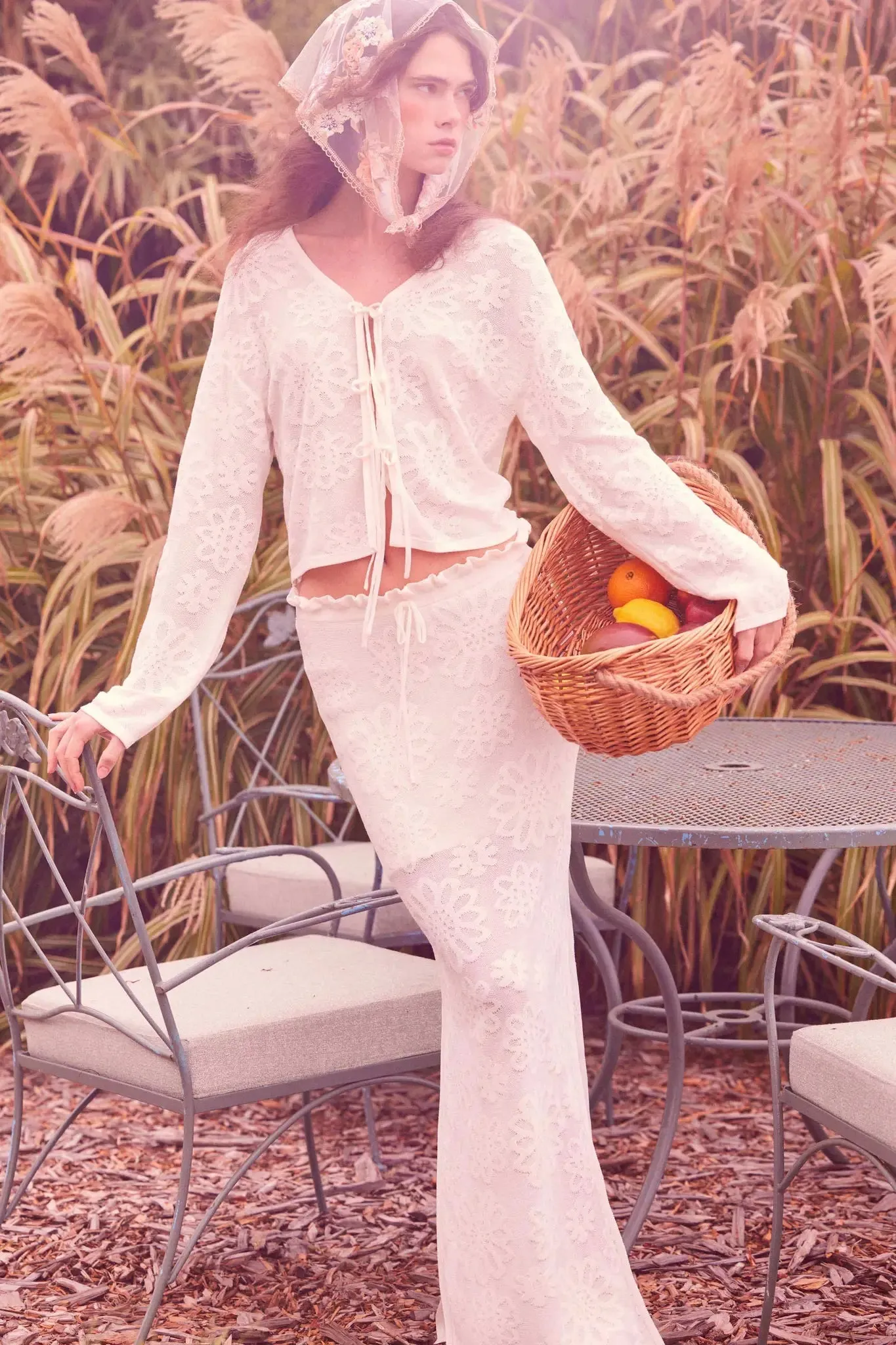 Flower Song Floral Jacquard Knit Tie-Front Cardigan sold by Promesa product image thumbnail 2