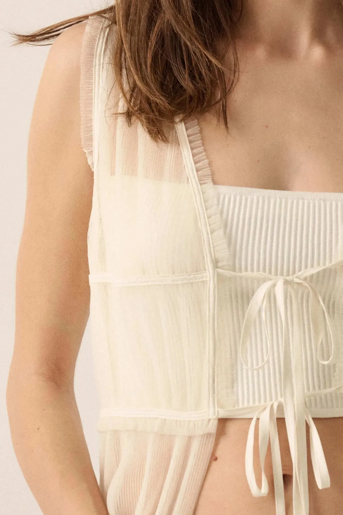 Softest Sigh Sheer Tulle Tie-Front Maxi Top sold by Promesa product image thumbnail 5