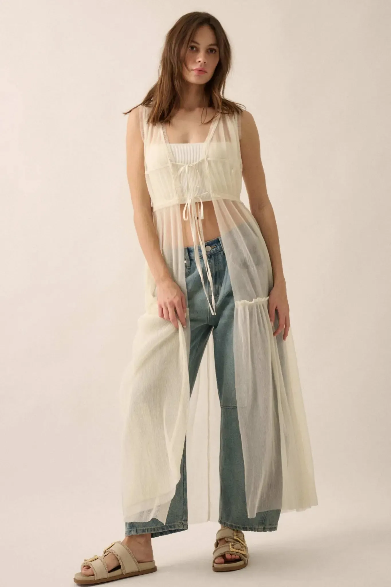 Softest Sigh Sheer Tulle Tie-Front Maxi Top sold by Promesa product image thumbnail 4