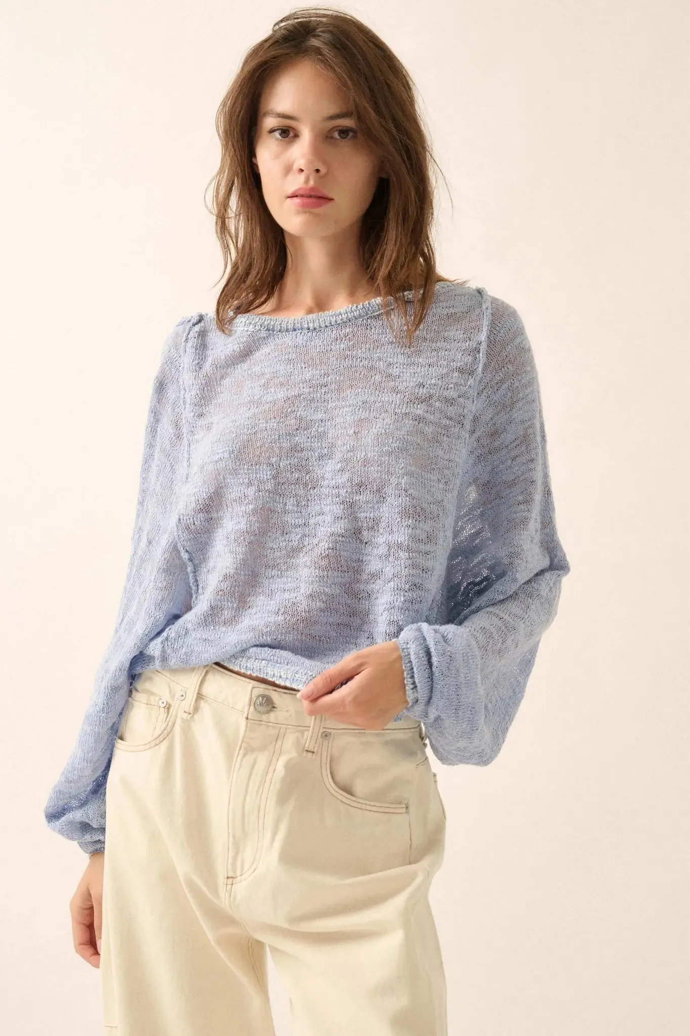Feels So Good Burnout Knit Dolman-Sleeve Sweater sold by Promesa product image thumbnail 4