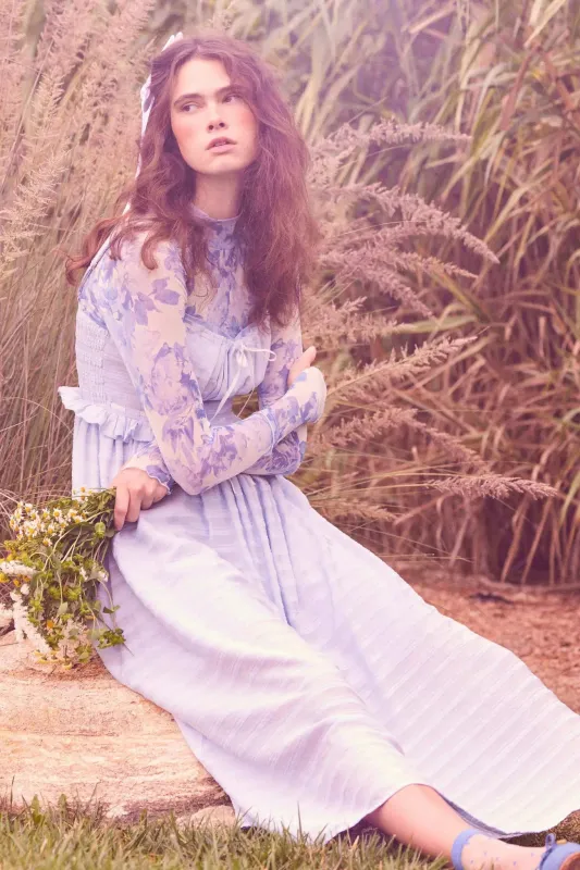 Sweet Prelude Striped Ribbon-Trim Midi Dress sold by Promesa