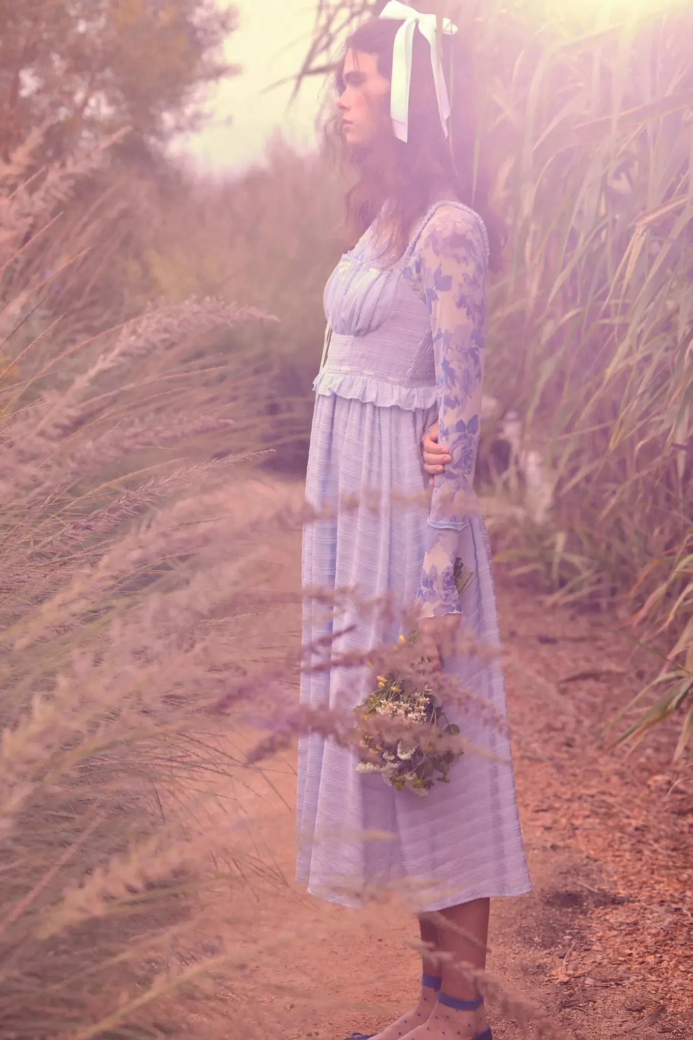 Sweet Prelude Striped Ribbon-Trim Midi Dress sold by Promesa product image thumbnail 3