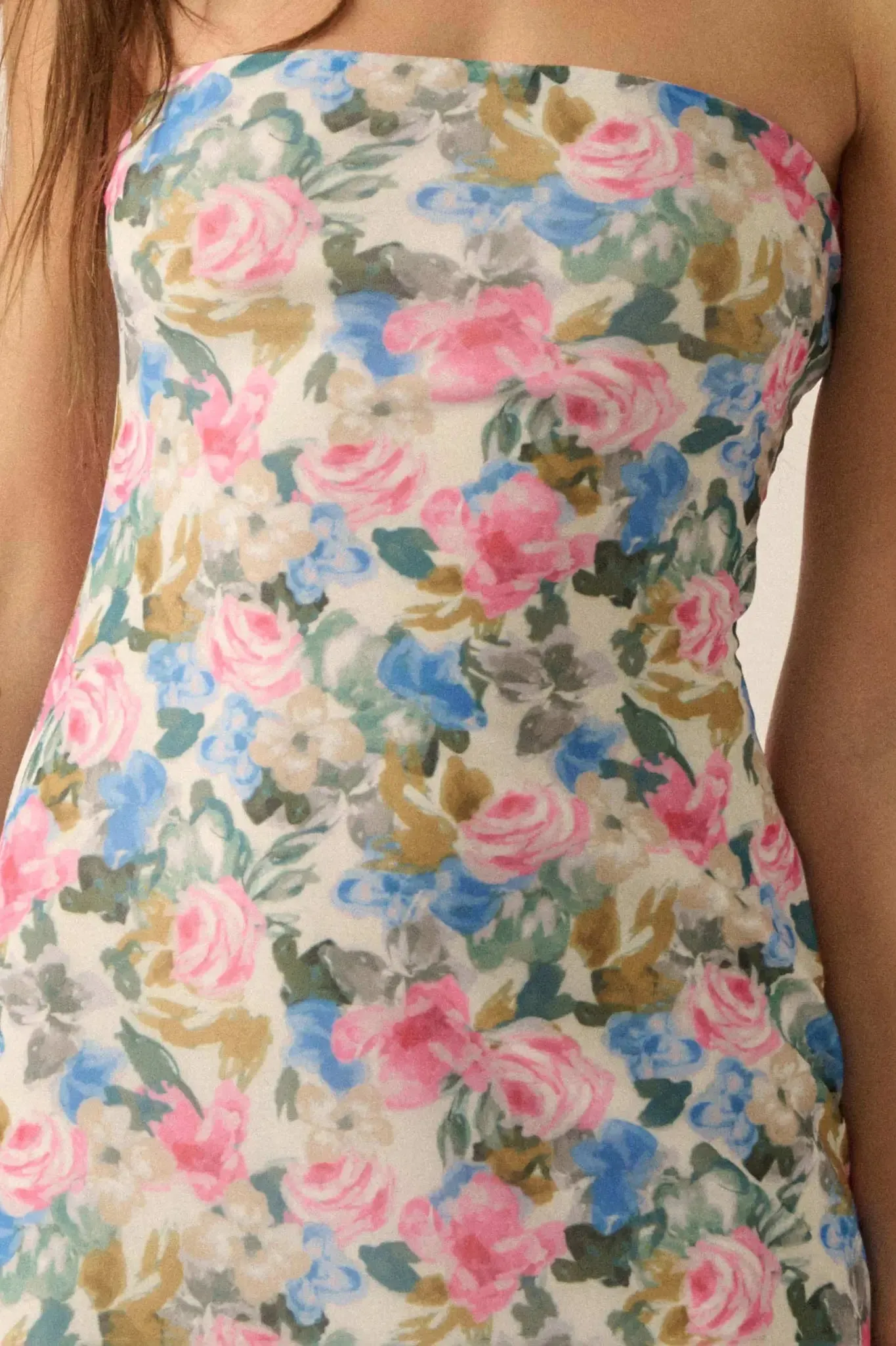 Fresh Petals Strapless Floral Mesh Maxi Dress sold by Promesa product image thumbnail 4