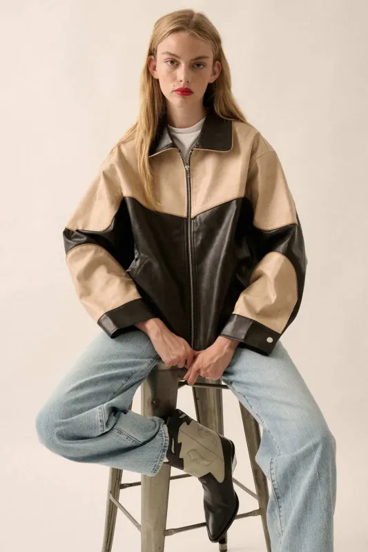Hit the Road Colorblock Vegan Leather Jacket sold by Promesa