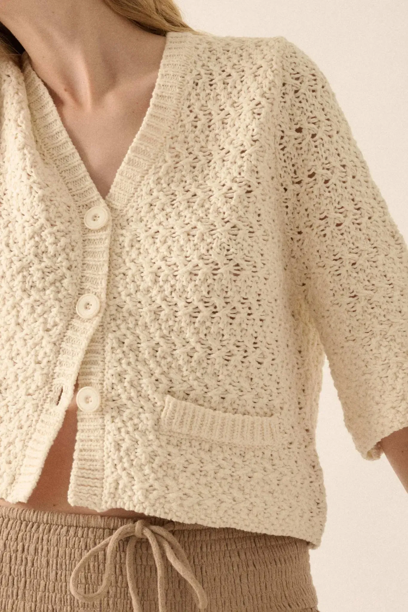 Take Your Time Open-Knit Short-Sleeve Cardigan sold by Promesa product image thumbnail 5