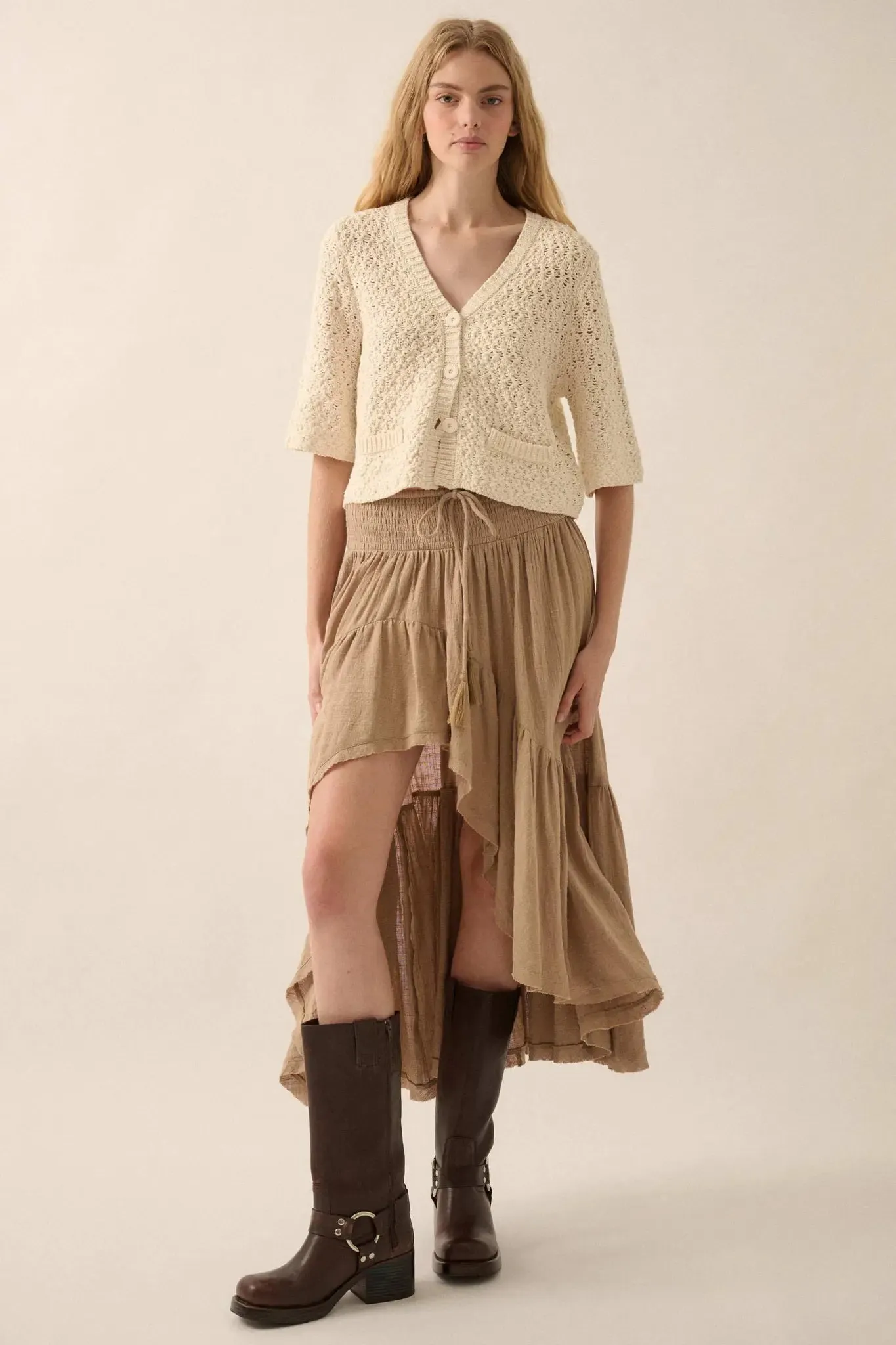 Take Your Time Open-Knit Short-Sleeve Cardigan sold by Promesa product image thumbnail 4