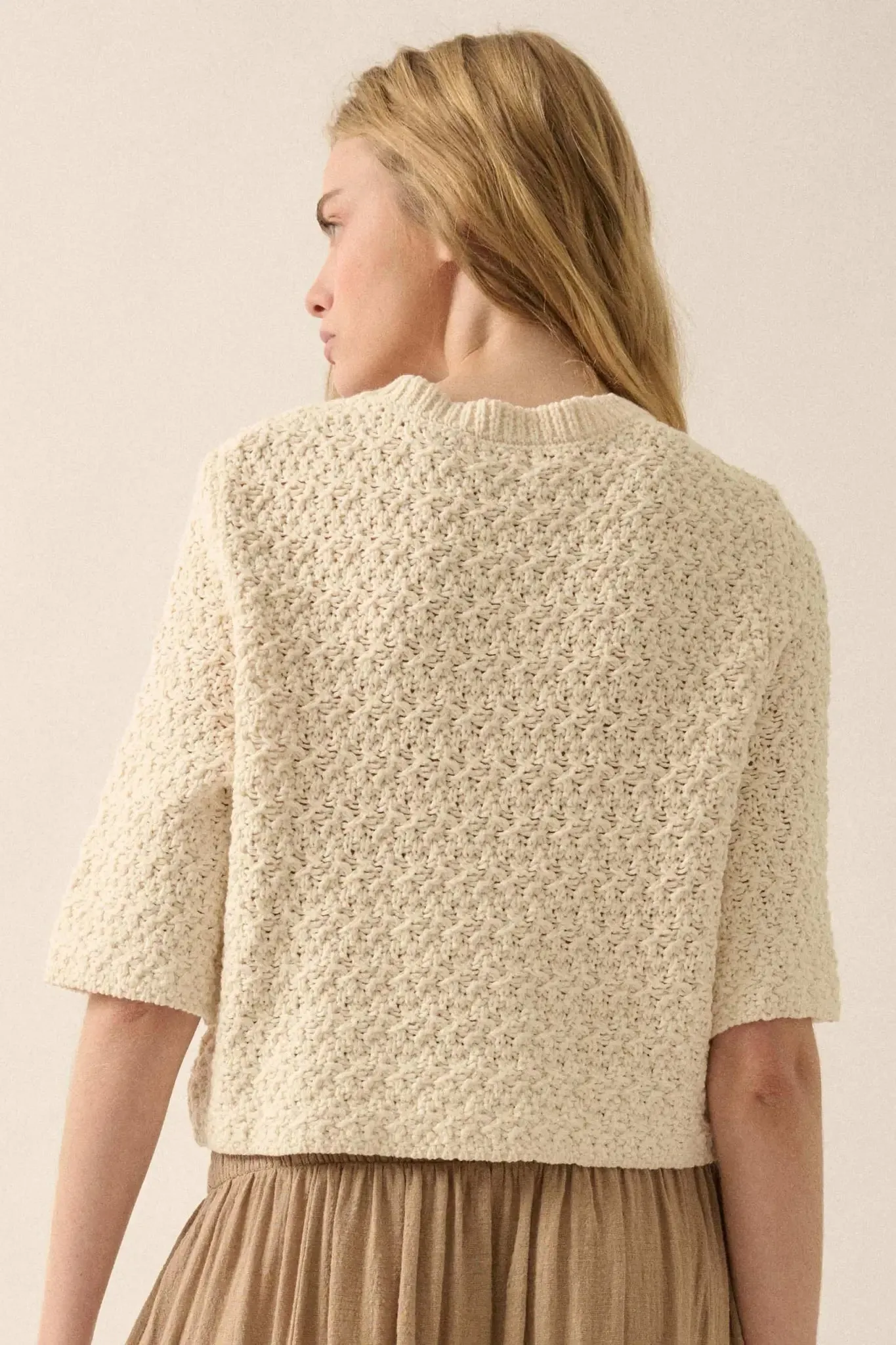 Take Your Time Open-Knit Short-Sleeve Cardigan sold by Promesa product image thumbnail 2