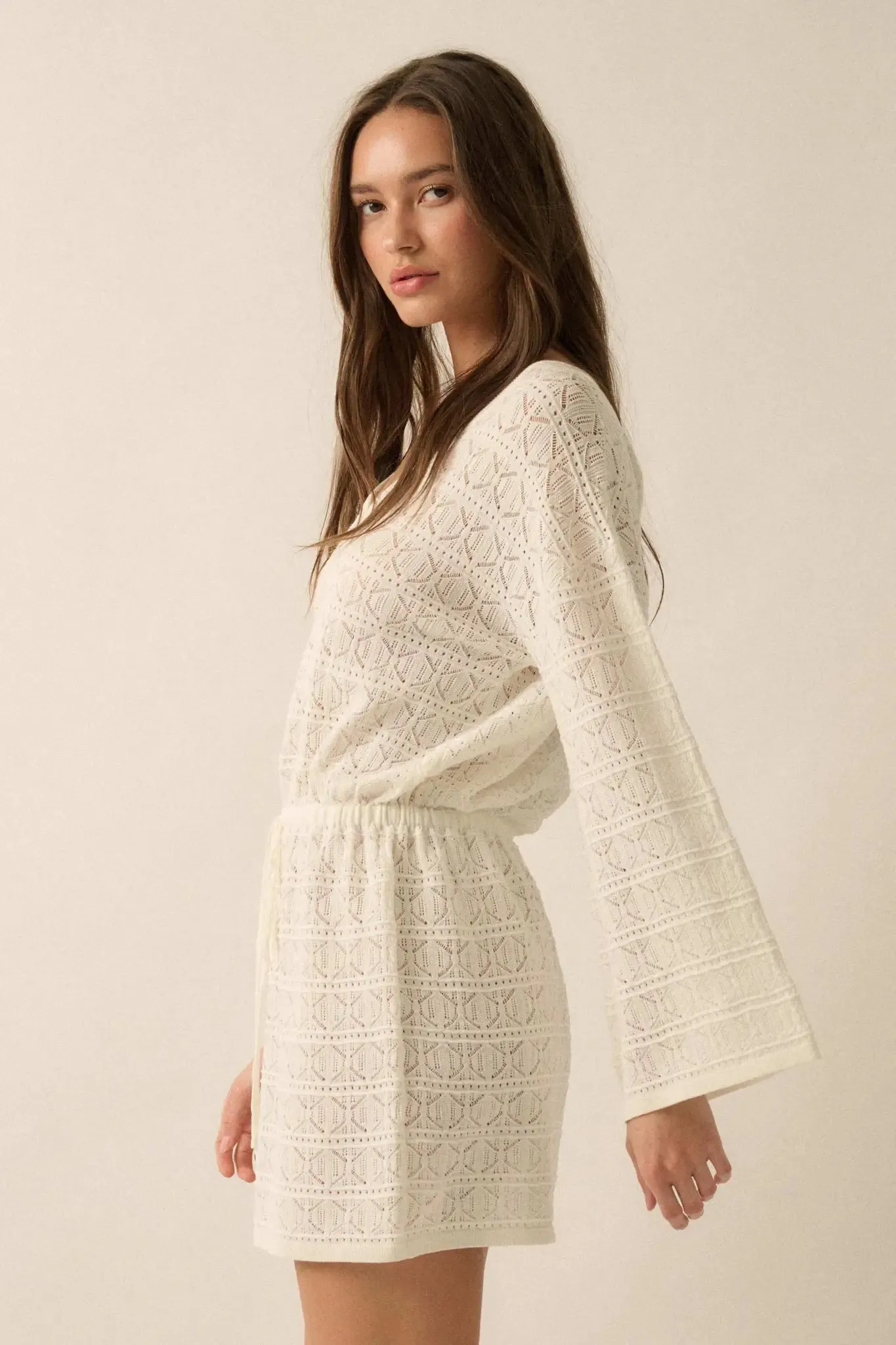 No Worries Pointelle Crochet-Knit Mini Dress sold by Promesa product image thumbnail 5
