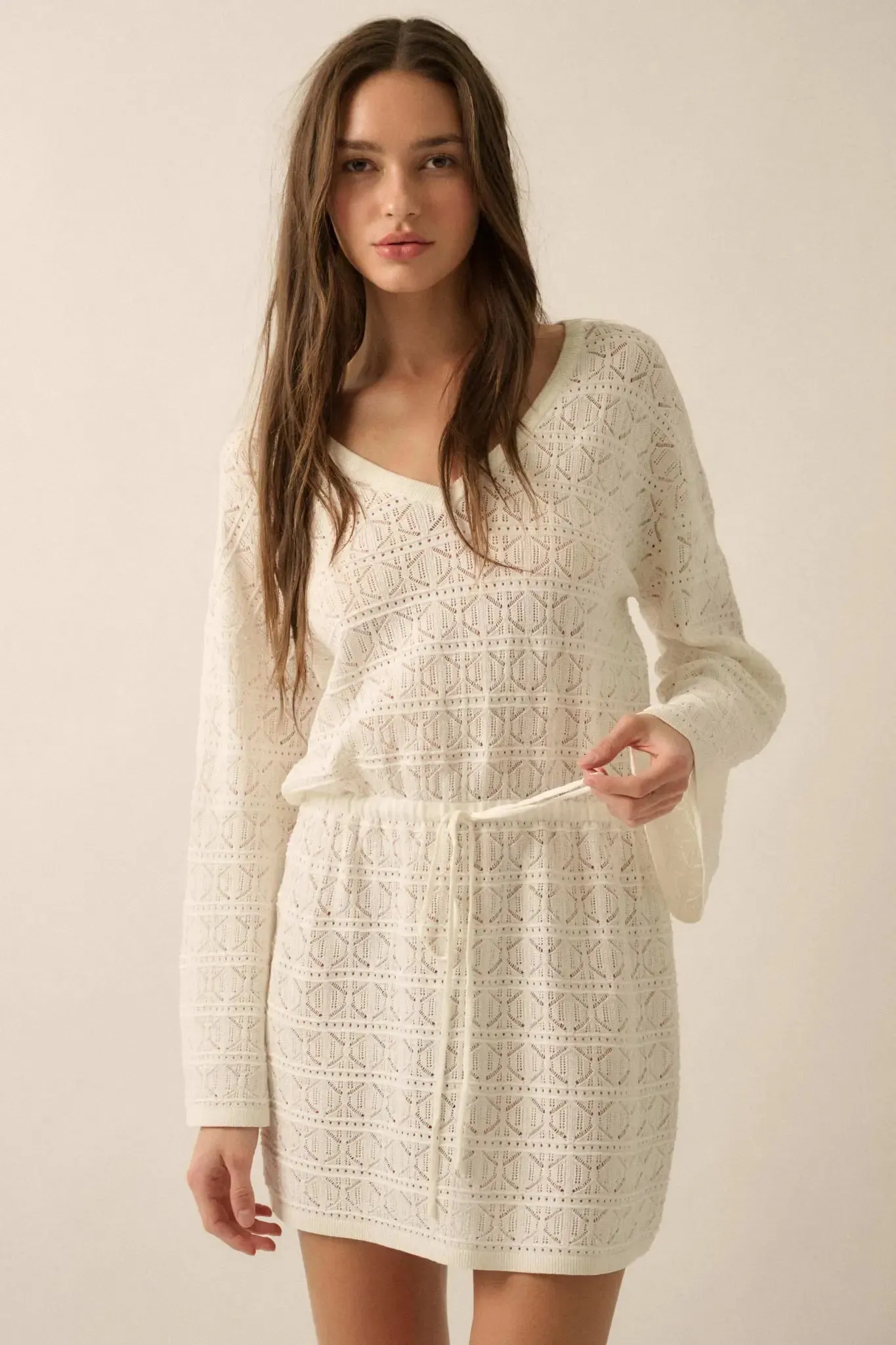 No Worries Pointelle Crochet-Knit Mini Dress sold by Promesa product image thumbnail 3