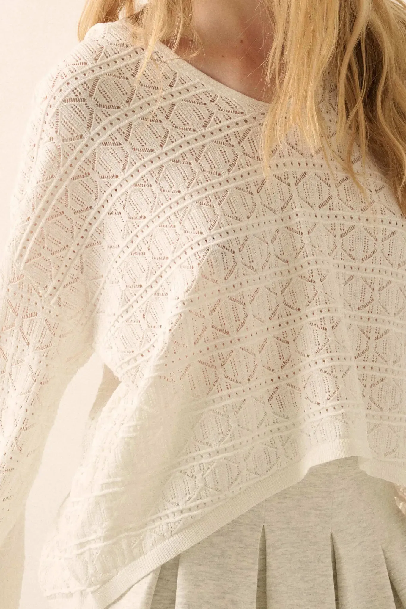 Hang Loose Pointelle Crochet-Knit Hoodie Sweater sold by Promesa product image thumbnail 4