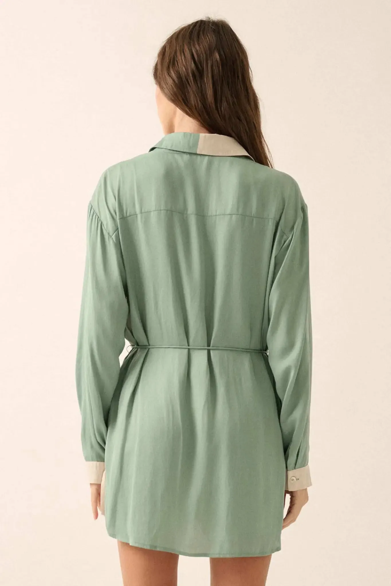 Double Shift Two-Tone Matte Satin Shirt Romper sold by Promesa product image thumbnail 2