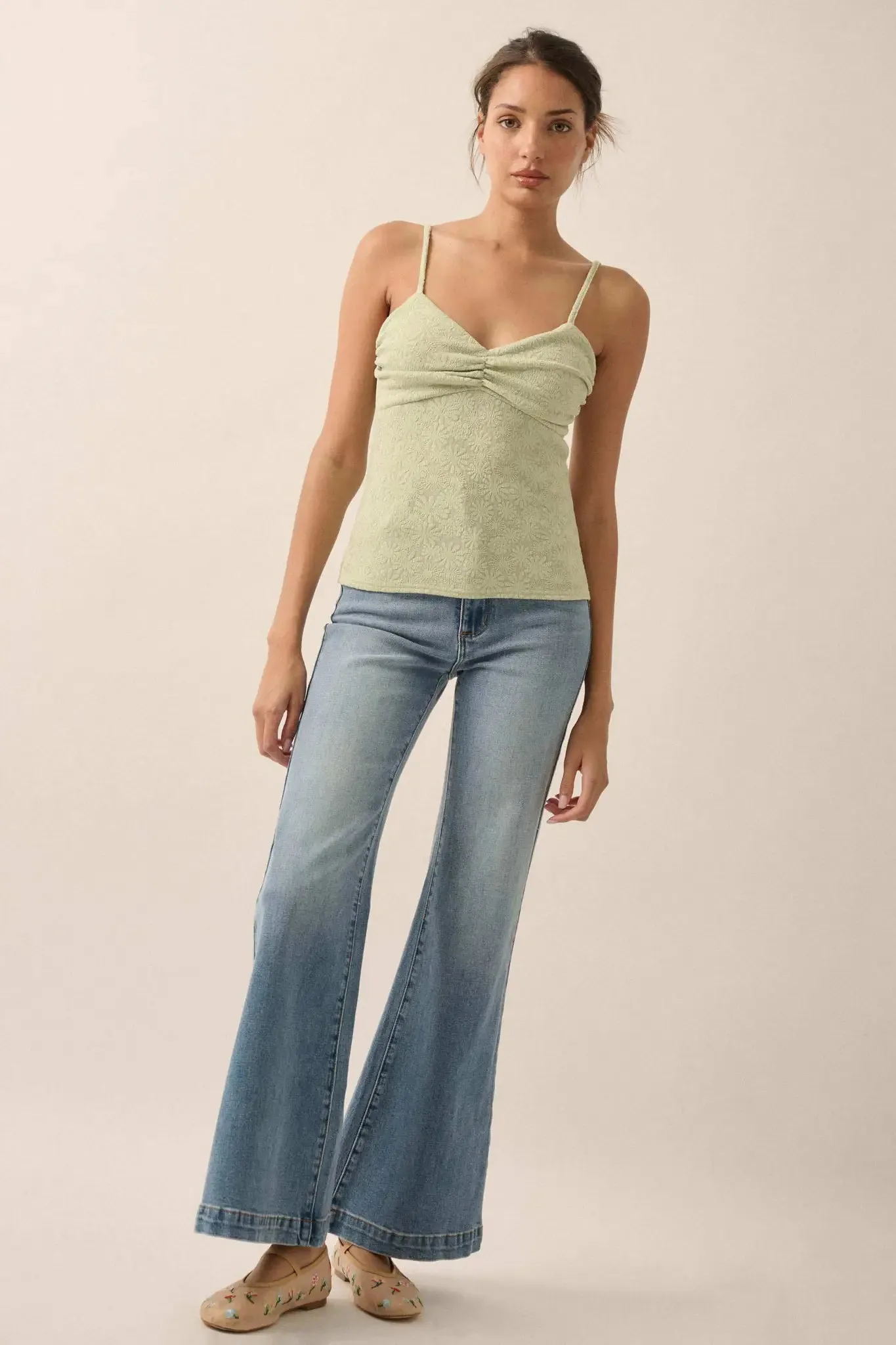 Pure Petals Floral Jacquard Ruched Cami Top sold by Promesa product image thumbnail 3