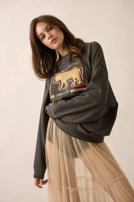 Tribal Tiger Vintage-Print Graphic Sweatshirt sold by Promesa