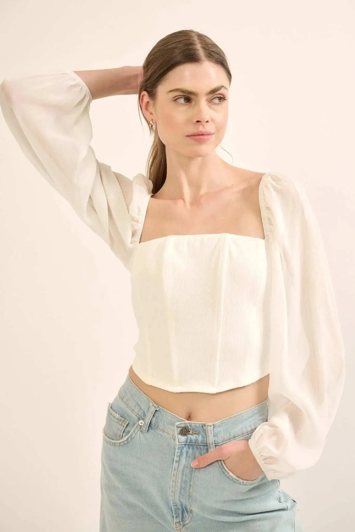 Timeless Love Long-Sleeve Cropped Corset Top sold by Promesa product image thumbnail 5