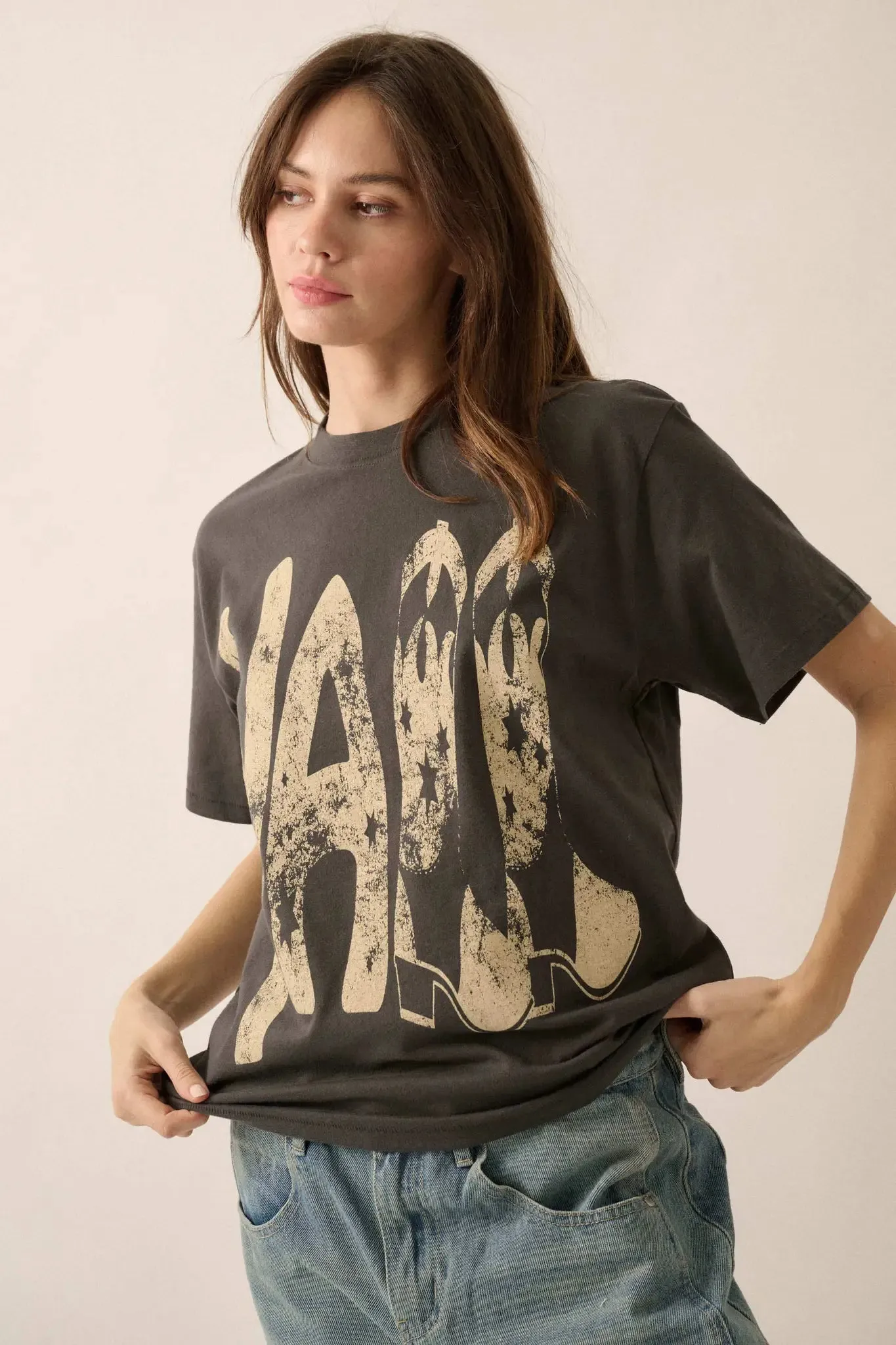 Y'All Cowboy Boots Vintage-Print Graphic Tee sold by Promesa product image thumbnail 3